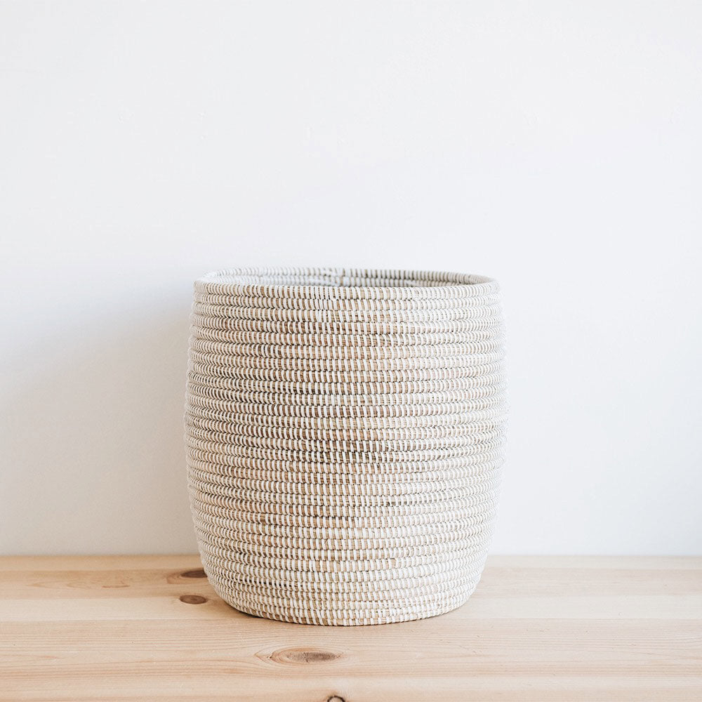 Premium Woven Bathroom Storage Bin Basket - White | Organize Towels & Toiletries | Perfect for Bathroom, Laundry Room & Closet Organization