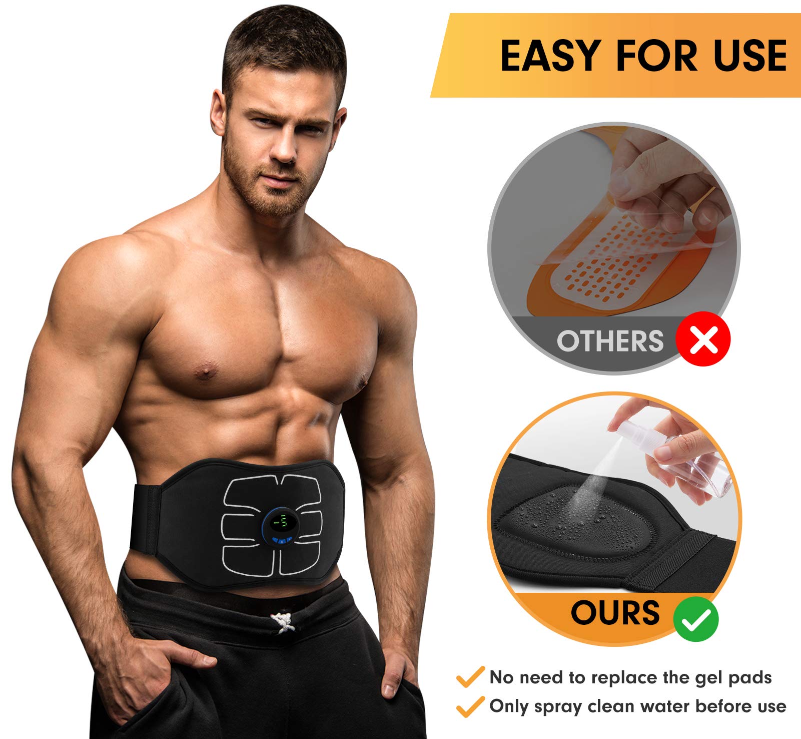 MarCoolTrip ABS Stimulator - Portable Ab Machine for Home & Office Workout - Black
