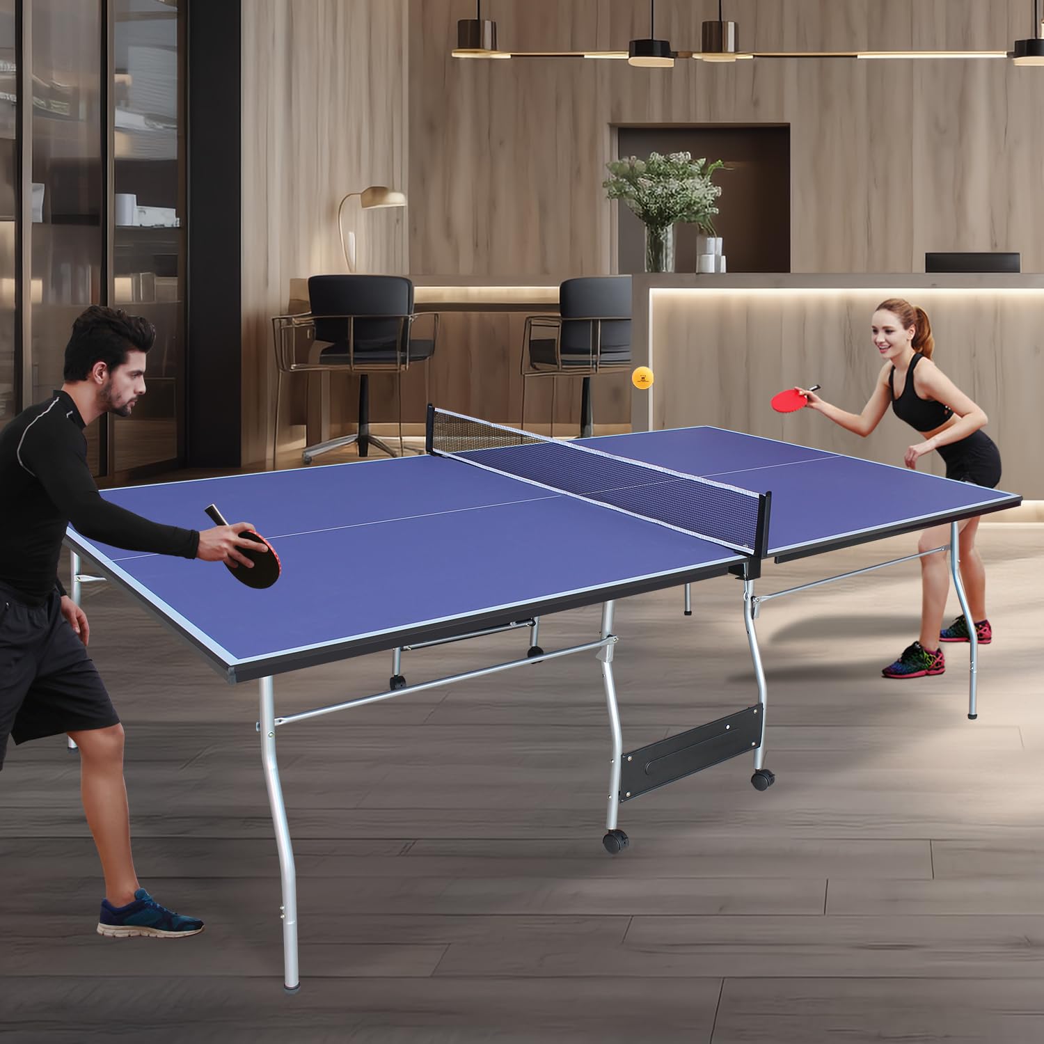 Premium Foldable & Portable Ping Pong Table Set - Indoor/Outdoor Table Tennis for Home, Office, Backyard, and Party Games | KOZYSFLER
