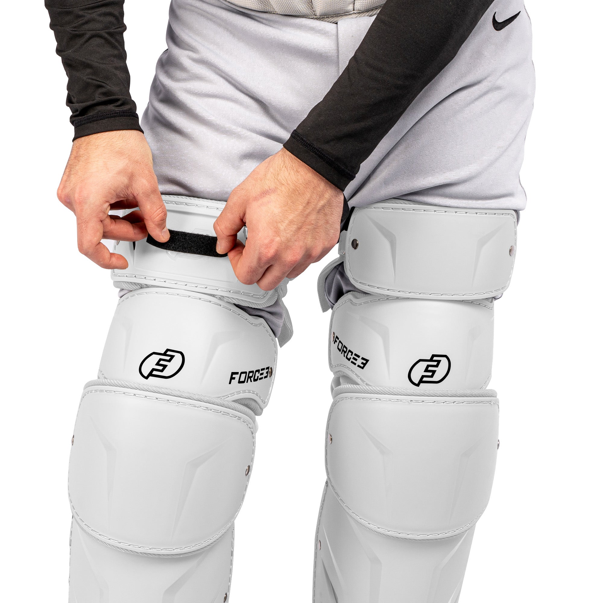 FORCE3 XS3® PRO ELITE Baseball Catcher Leg Guards - Lightweight Protective Gear for PitchCom® System - Perfect for Intermediate Players & Youth Leagues