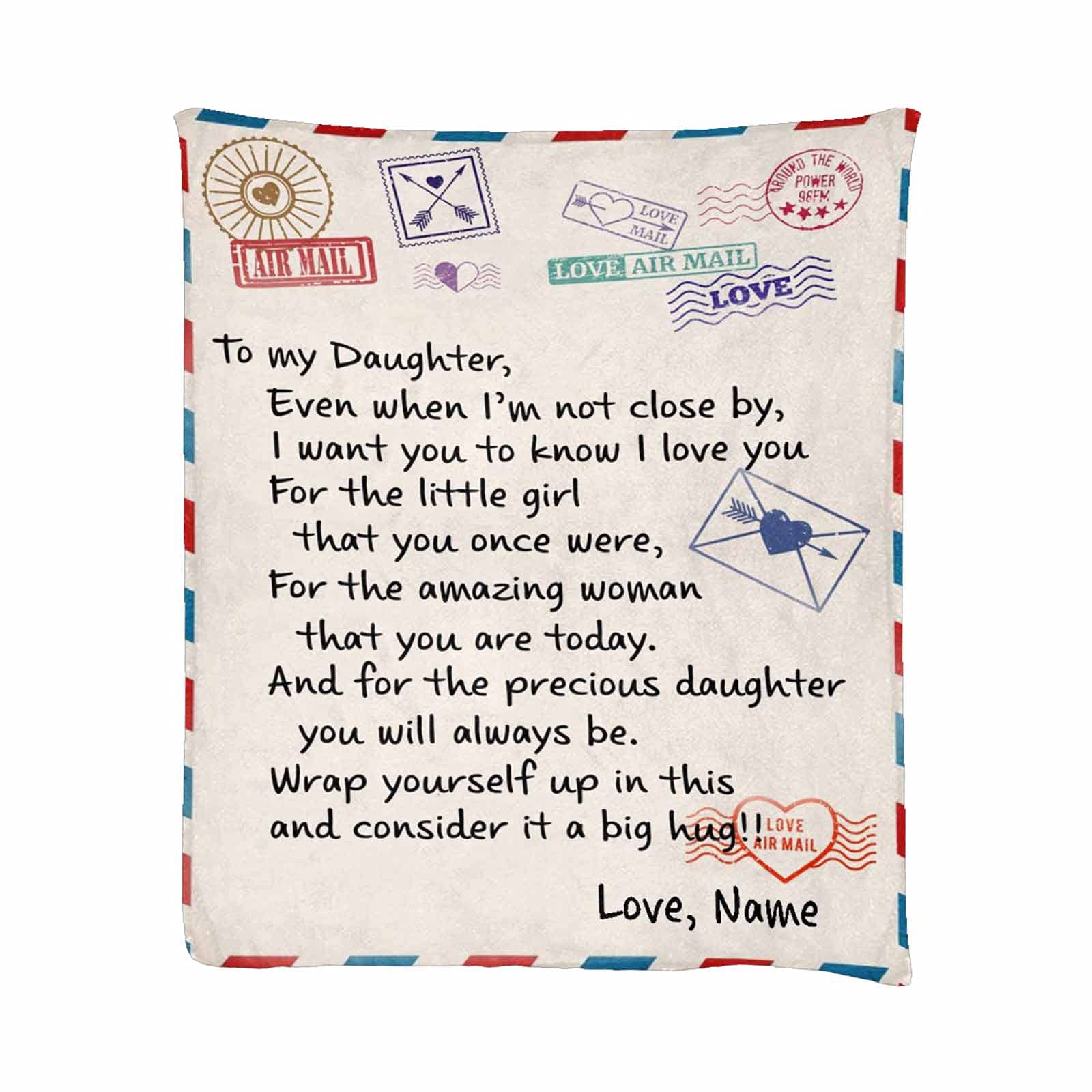 Personalized Fleece Blanket with Custom Name - Ultra Soft Micro Fleece Throw Blanket 30x40 Inches - Romantic 'I Love You' Gift for Daughter, Wife, or Girlfriend - Perfect for Cuddling, Home Decor, and Special Occasions