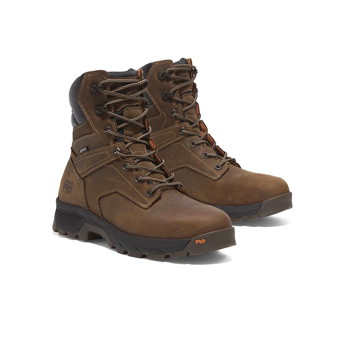 Titan® Ev 8 Inch Waterproof Full Grain Leather Work Boots for Men - Medium Brown - Durable Safety Boots for Construction, Hiking & Outdoor Work