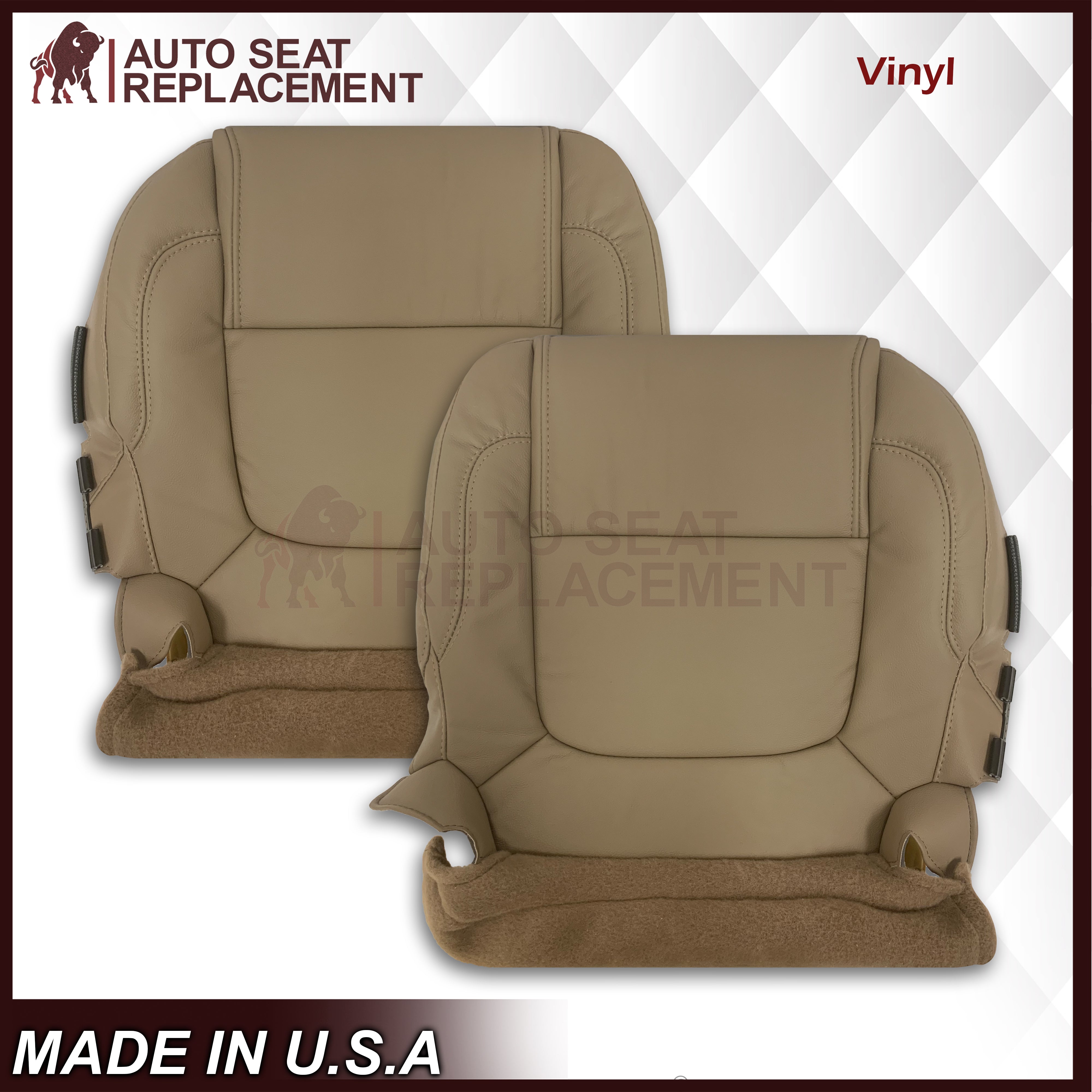 2011-2015 Ford Explorer Replacement Leather Bottom Seat Covers - Genuine Tan Leather or Premium Vinyl Options - Perfect for Car Interior Protection & Style Upgrade