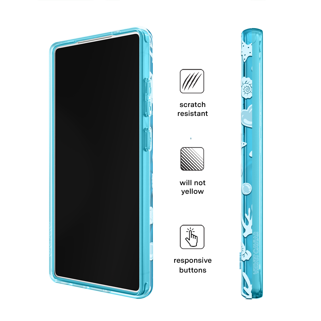 Aquamarine Holographic Samsung Phone Case - Protective Cover for Samsung Galaxy S21/S22/S23 - Trendy Glitter Design for Everyday Use & Special Occasions