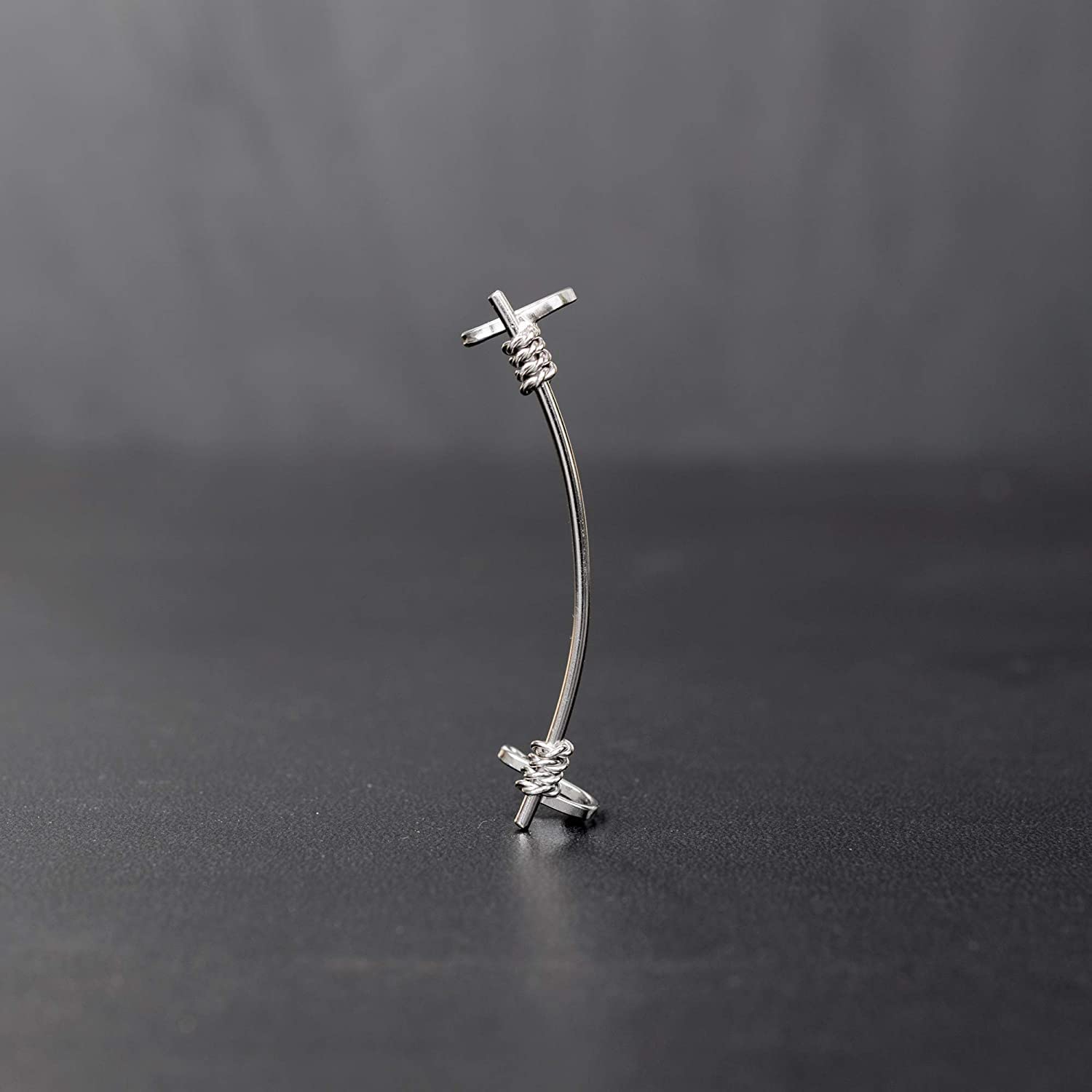 Handmade Black Sterling Silver Ear Cuff for Men - Punk Style Earring for Boyfriend Gift, Birthday Present - Perfect for Concerts, Parties & Alternative Fashion