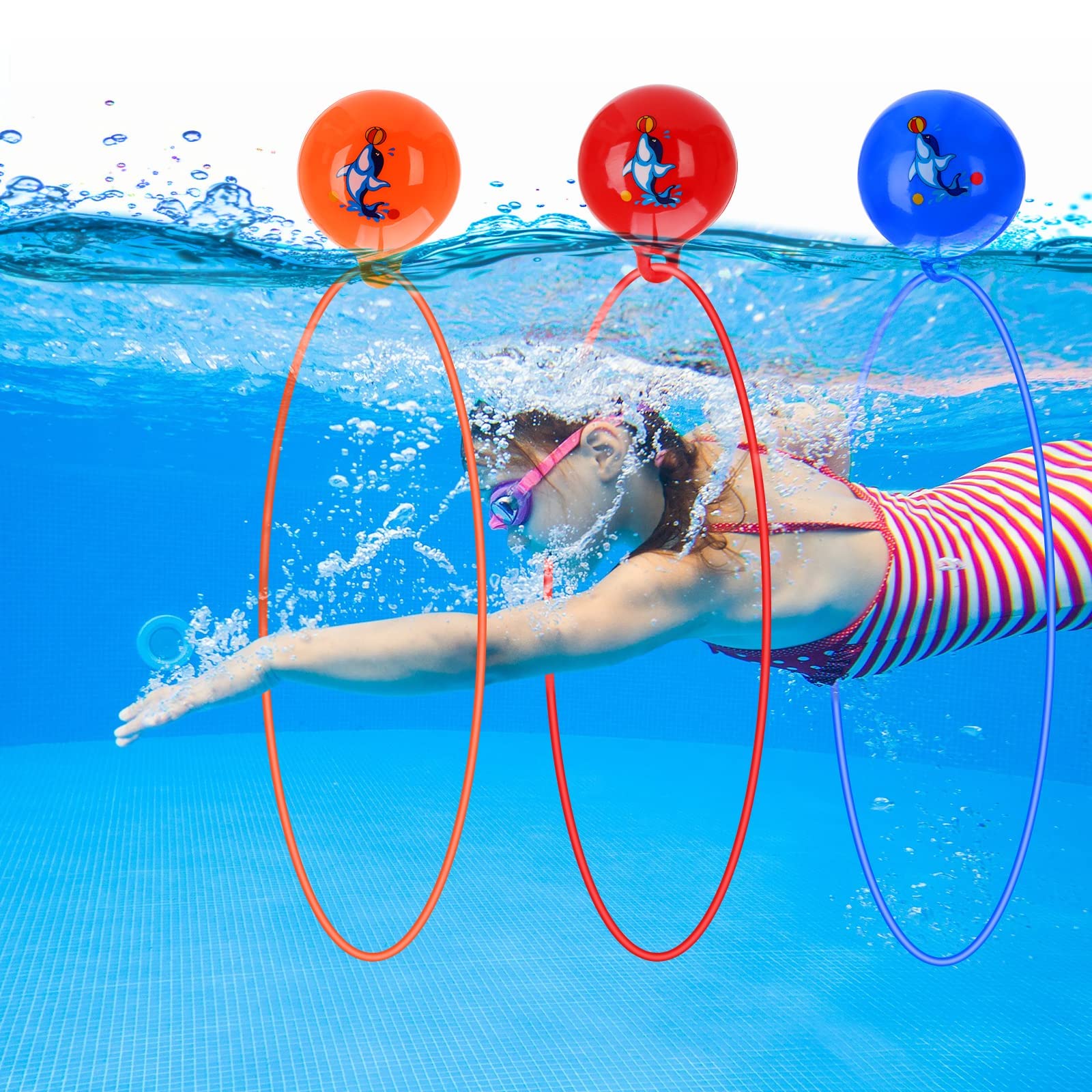 Pool Toys for Kids Ages 4-12 - Swim Thru Rings & Diving Toys for Underwater Training - 3PCS No Assembly Swimming Pool Accessories for Boys & Girls - Perfect for Backyard Pools, Beach Trips & Swim Lessons