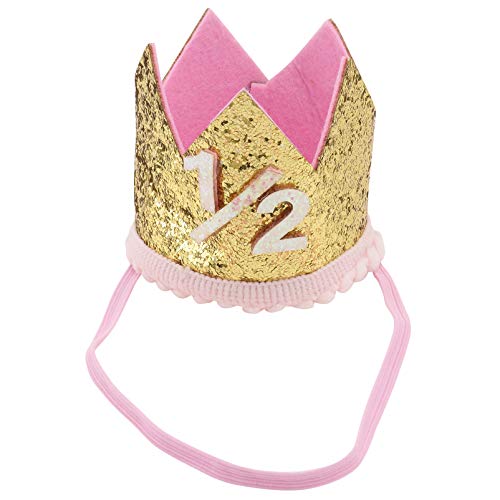 Beaupretty Baby Birthday Crown Headband - Princess Tiara for Girls 1st Birthday Party, Half Birthday Celebration & Photo Shoot Accessories