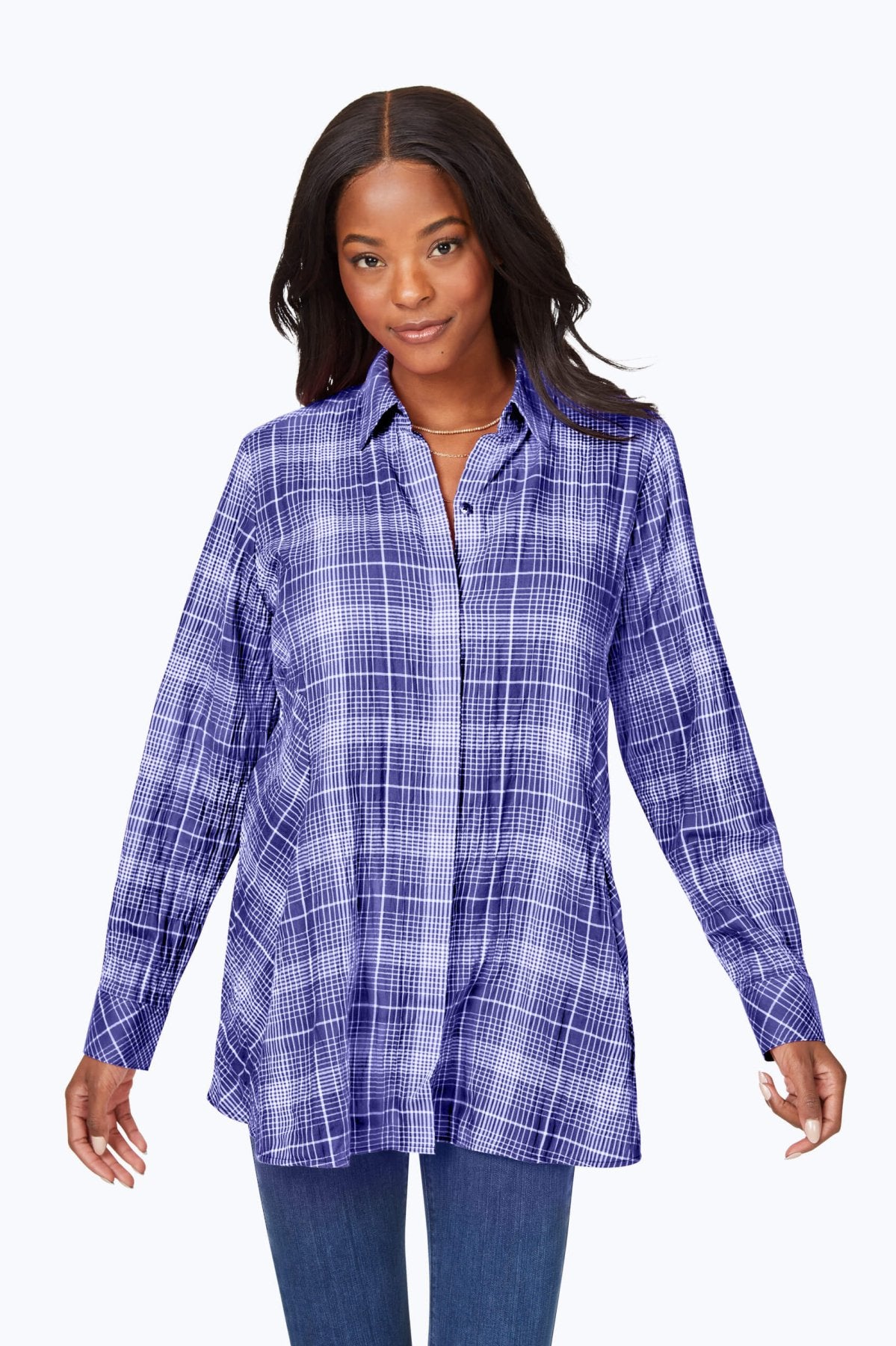 Stylish Cici Plaid Long Sleeve Tunic Top for Women - Perfect for Fall Fashion, Office Wear & Casual Outings