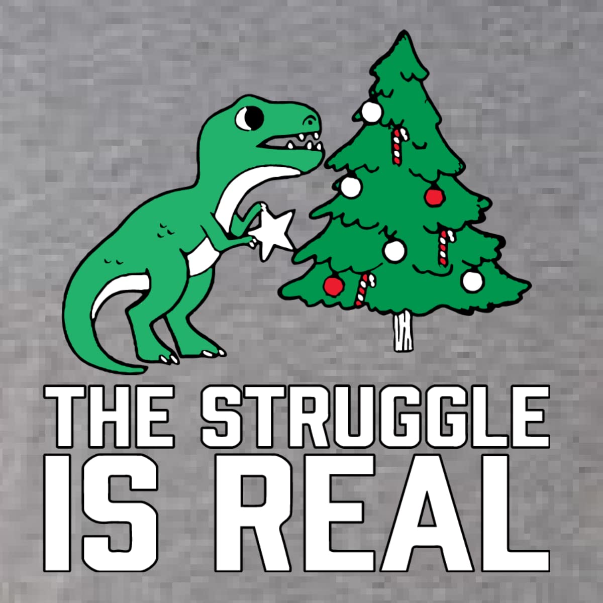 Funny Christmas Trex Dinosaur The Struggle is Real Tri-Blend Racerback Tank Top - Perfect for Holiday Parties, Gifts & Festive Outfits