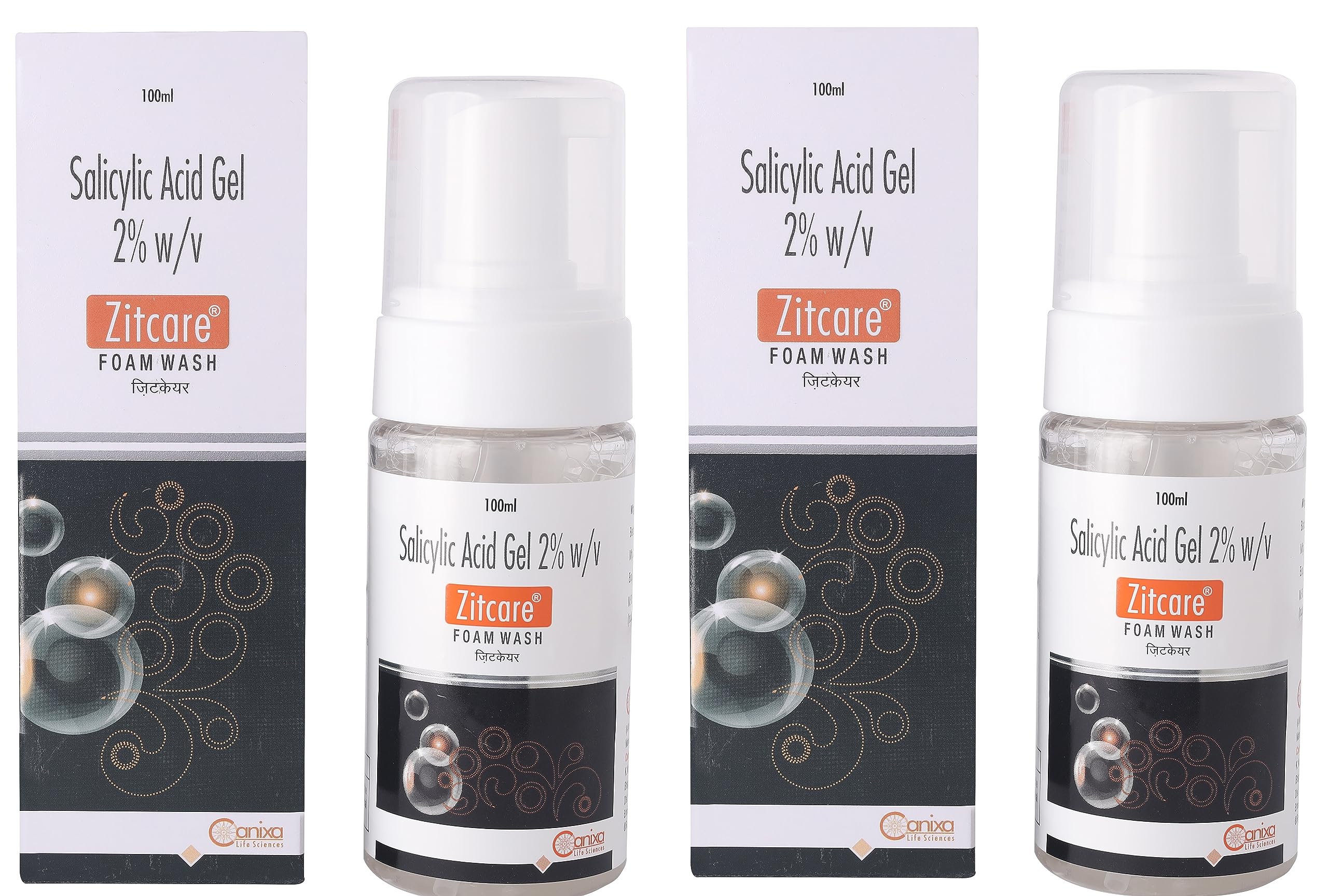 CANIXA Zitcare Foam Face Wash for Acne-Prone Skin - 100ml (Pack of 2) | Gentle Cleanser for Oily & Sensitive Skin | Daily Face Wash for Teens & Adults