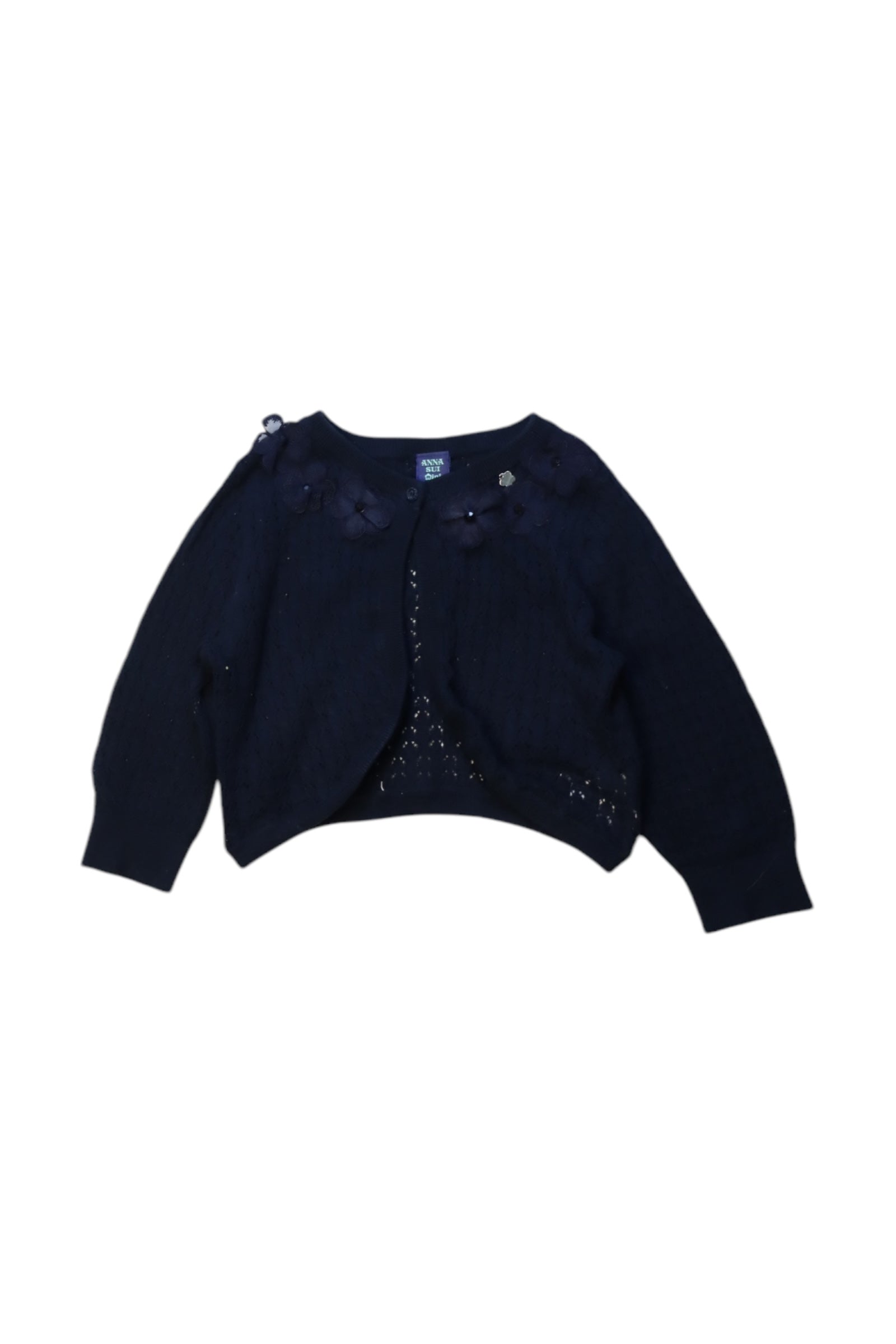 Anna Sui Embellished Cardigan for Girls 3-4T | Floral Lace Knit Sweater | Perfect for Birthday Parties & Special Occasions