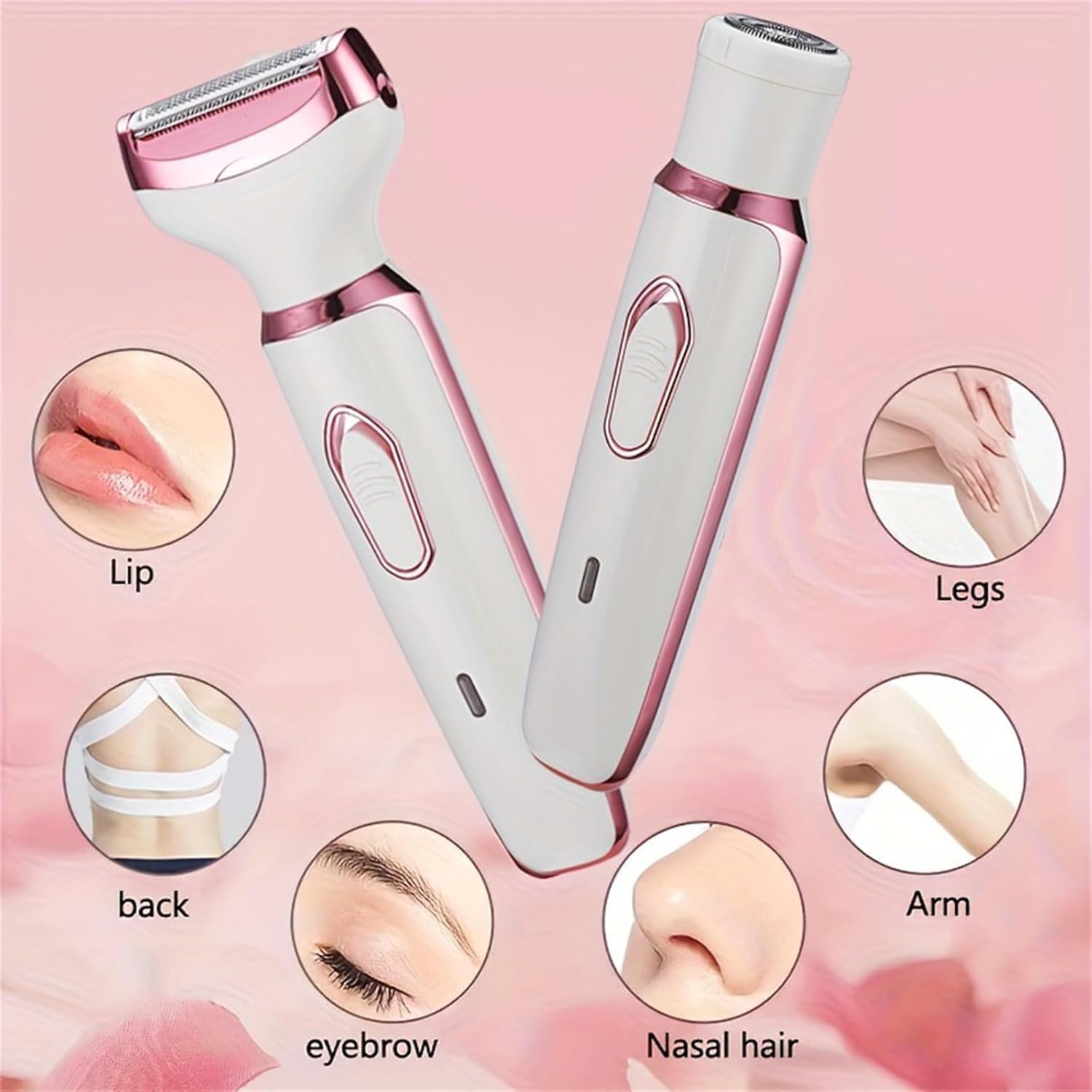 4-in-1 Electric Shaver for Women - Waterproof Cordless Rechargeable Lady Shaver with Trimmer & Bikini Razor - Smooth Hair Removal for Legs, Underarms, Bikini Line & Face - Perfect for Travel & Daily Use (White)