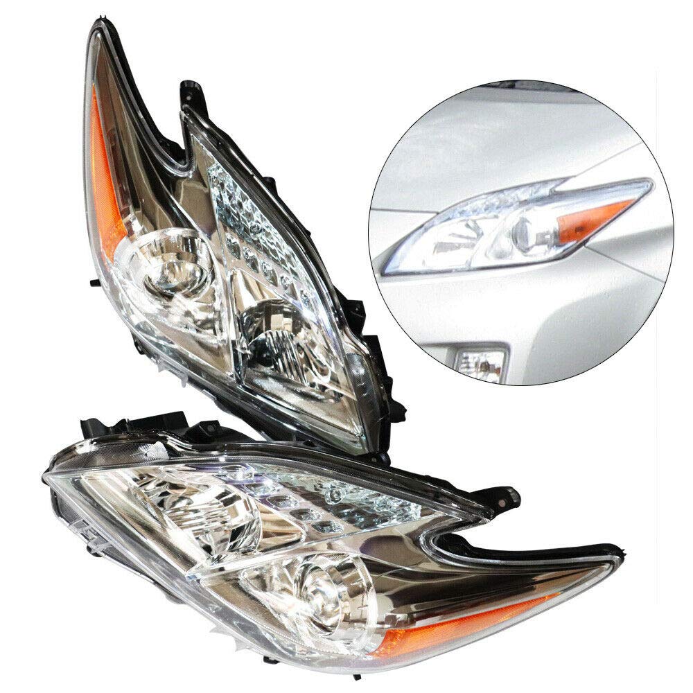 TFCFL Replacement Halogen Headlights for 2010-2011 Toyota Prius - Left & Right Pair (8113047211, 8117047211) - Perfect for Night Driving & Foggy Conditions