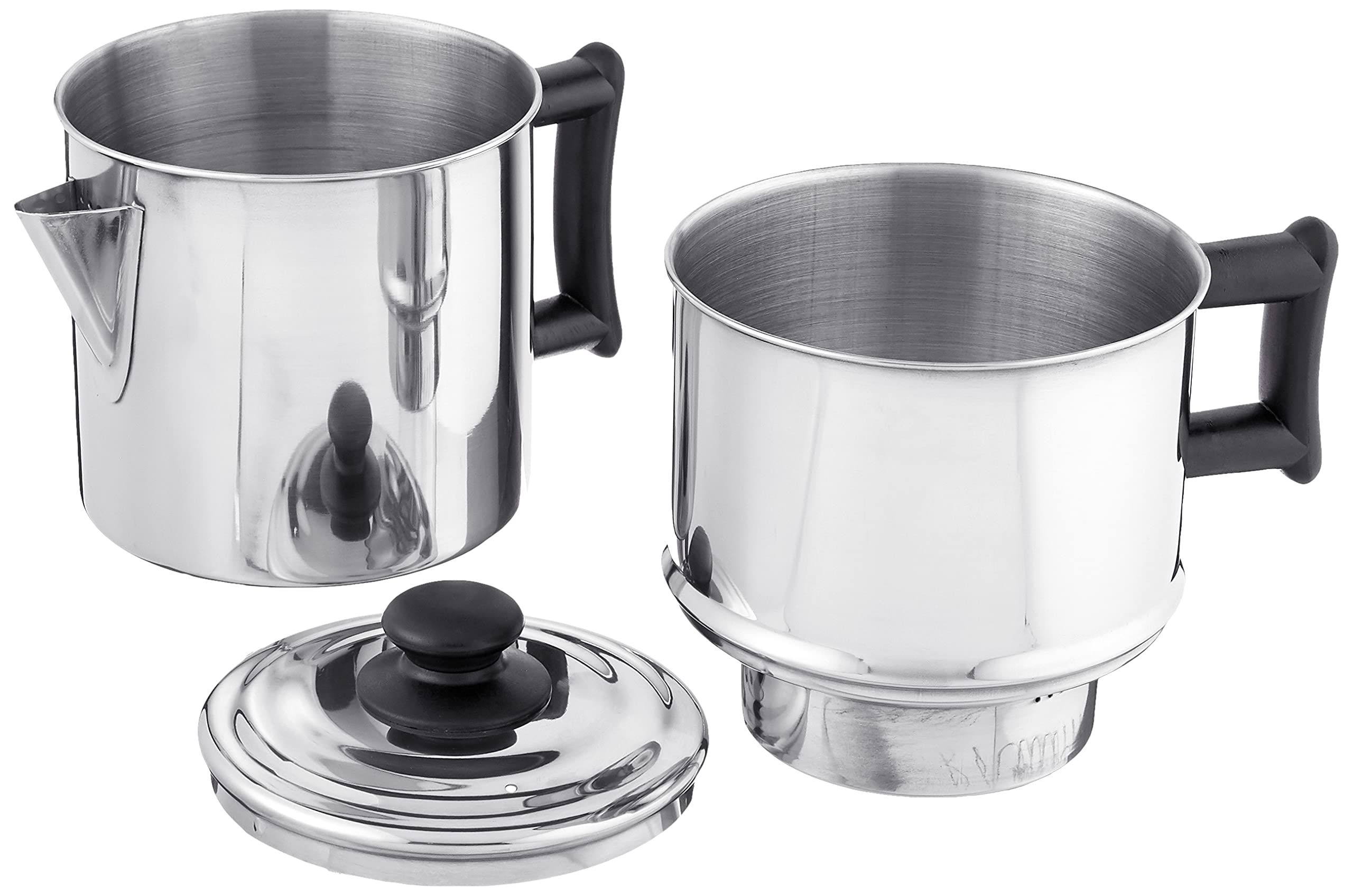 Premium Stainless Steel 10-Cup Stovetop Coffee Maker - Drip Coffee Pot for Home & Office Use - Perfect for Camping, RV Travel & Outdoor Adventures