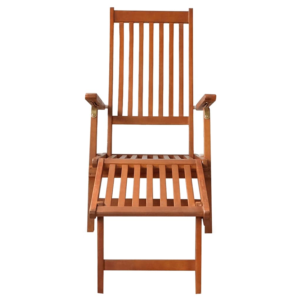 Premium Acacia Wood Patio Lounge Chair with Adjustable Reclining & Footrest - Anthracite Cushion Included for Outdoor Relaxation - Perfect for Garden, Poolside, Beach & Sunbathing - Durable Weather-Resistant Design for Patio, Deck or Lawn Use