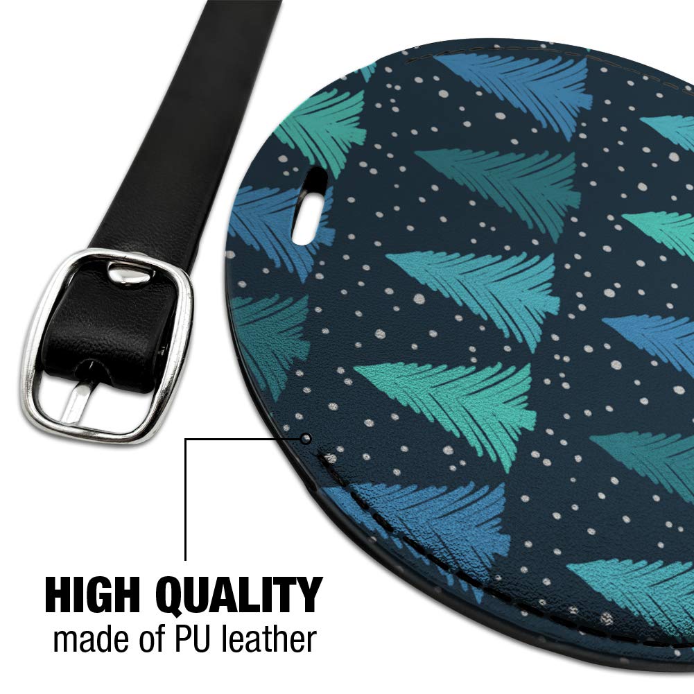 Snowflake Christmas Tree Pattern Round Leather Luggage Tag - Durable Carry-On ID Tag for Travel Bags & Suitcases - Perfect for Holiday Travel & Gift Giving