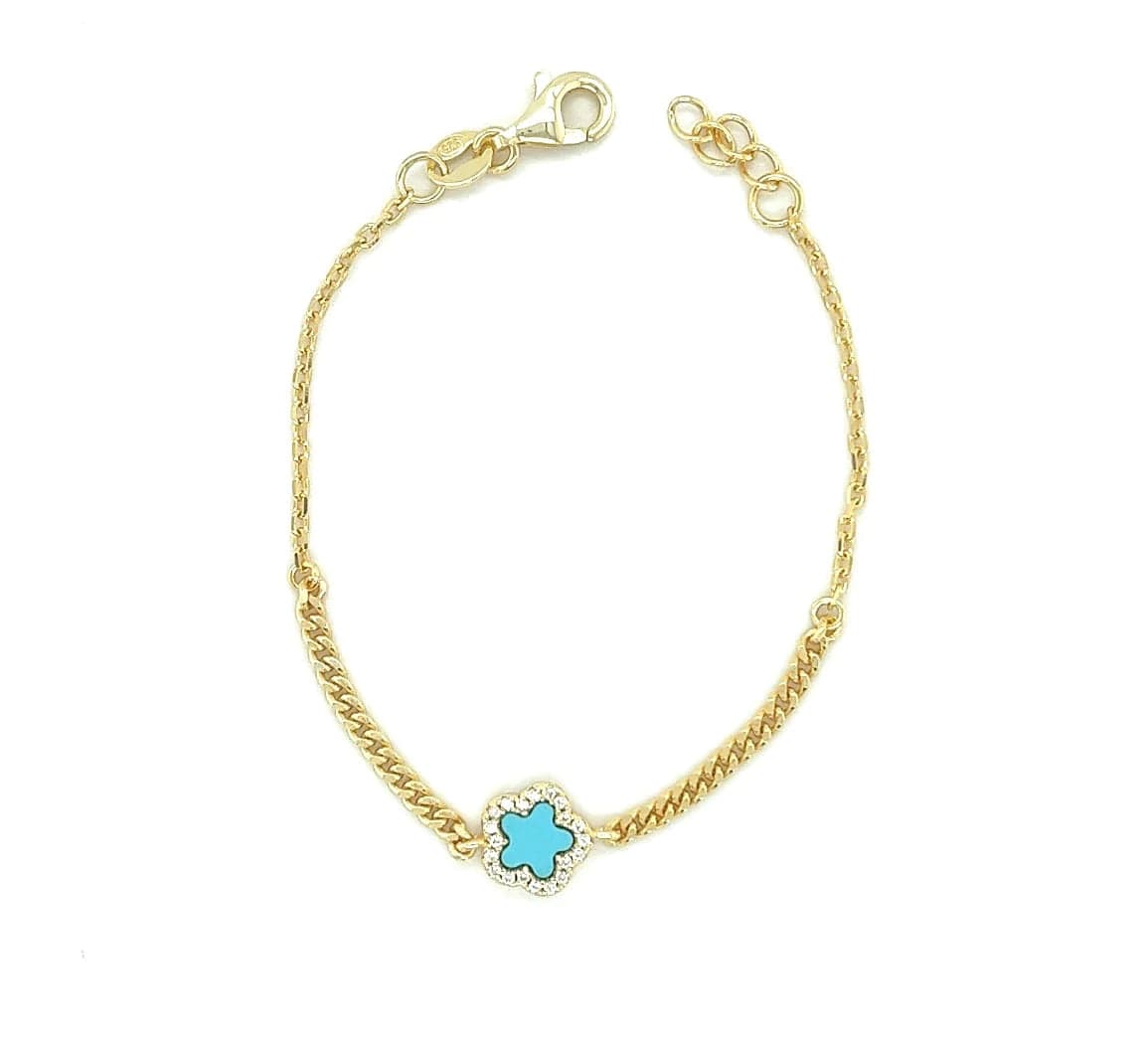Elegant Topaz & Ruby Flower Bracelet in Aqua - Perfect for Weddings, Parties & Everyday Wear