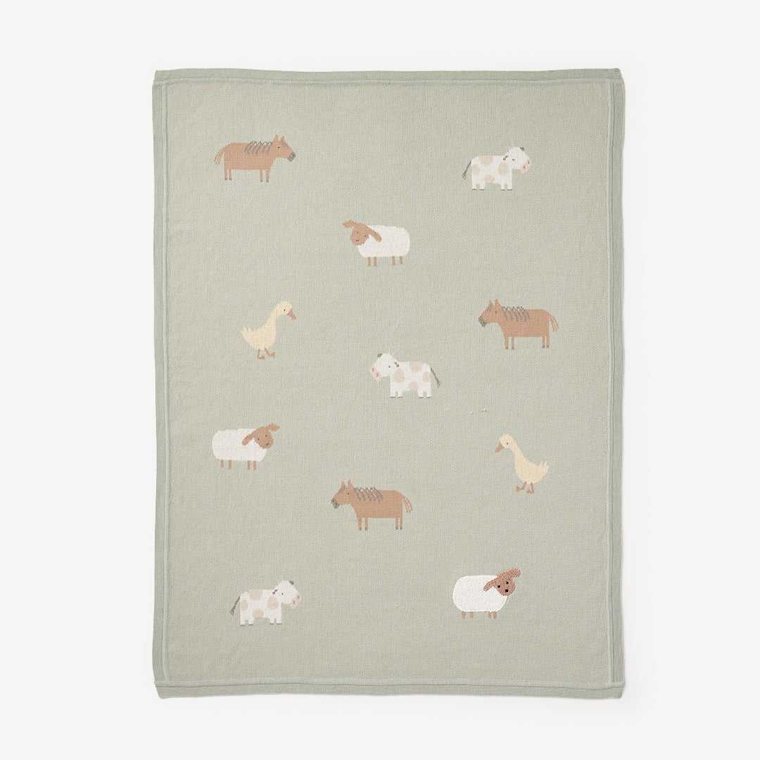 Cozy On The Farm Knit Blanket - Soft & Warm Farmhouse Style Throw for Couch, Bed, or Nursery - Perfect for Farmhouse Decor, Winter Snuggling & Gift Giving