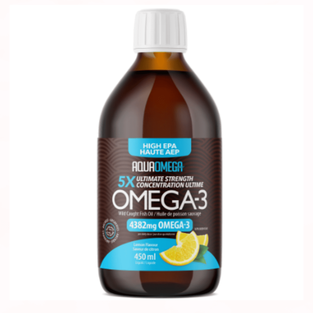 Aquaomega High EPA Lemon Flavor Fish Oil 380mg - 450ml Bottle for Heart & Brain Health - Supports Immune System & Joint Function - Perfect for Daily Wellness & Active Lifestyle