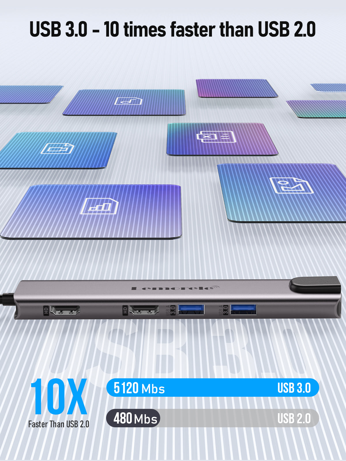 LEMORELE™ TC65L 11-in-1 USB C Hub with Dual HDMI 4K, 100W PD Charging, USB 3.0 Ports, SD/TF Card Reader - Perfect for MacBook Pro/Air, Dell XPS, iPad Pro & More (Home Office, Gaming, Travel)