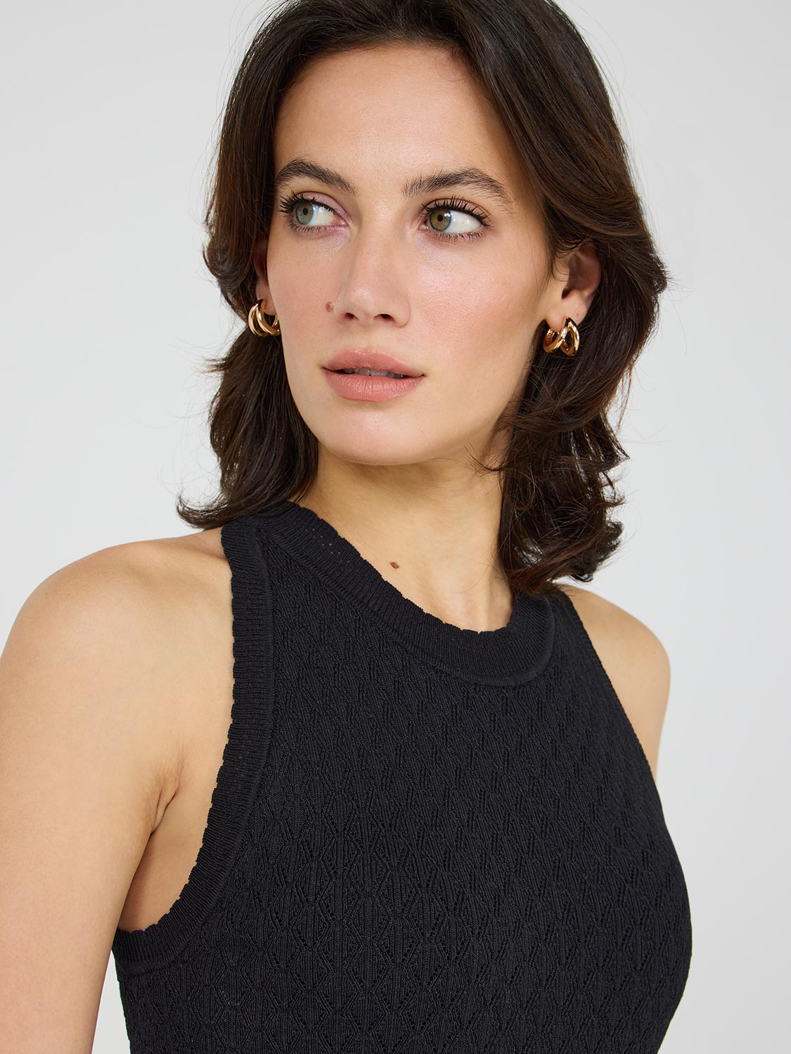 Women's Pointelle Knit Tank Top - Breathable Lace Knit Summer Camisole for Casual Wear & Layering