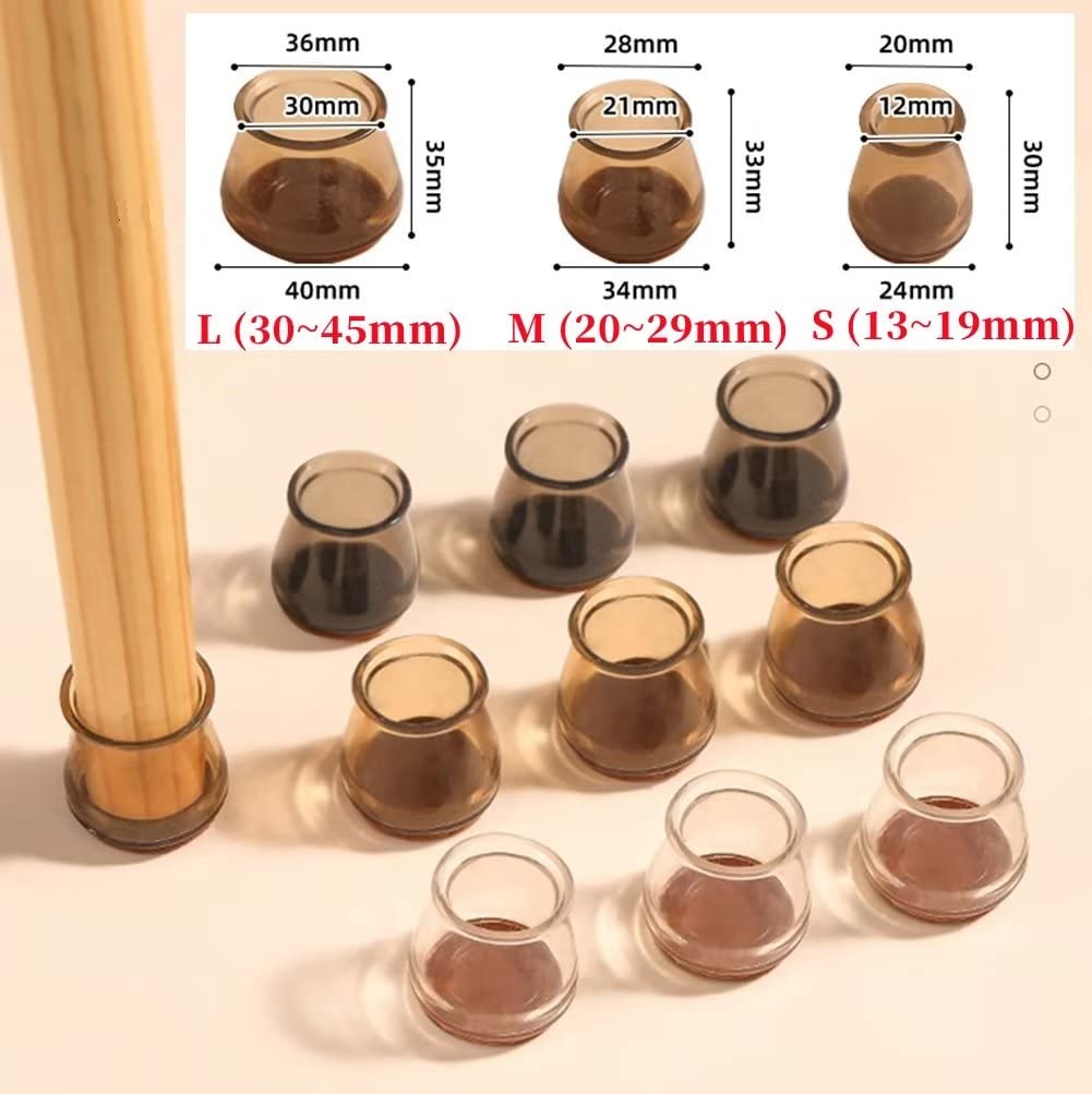 16-Piece FEEIMOL Chair Leg Protectors - Soft Silicone Furniture Pads for Chairs, Black (Fits 13-19mm Legs) - Prevent Floor Scratches & Reduce Noise for Hardwood & Tile Floors