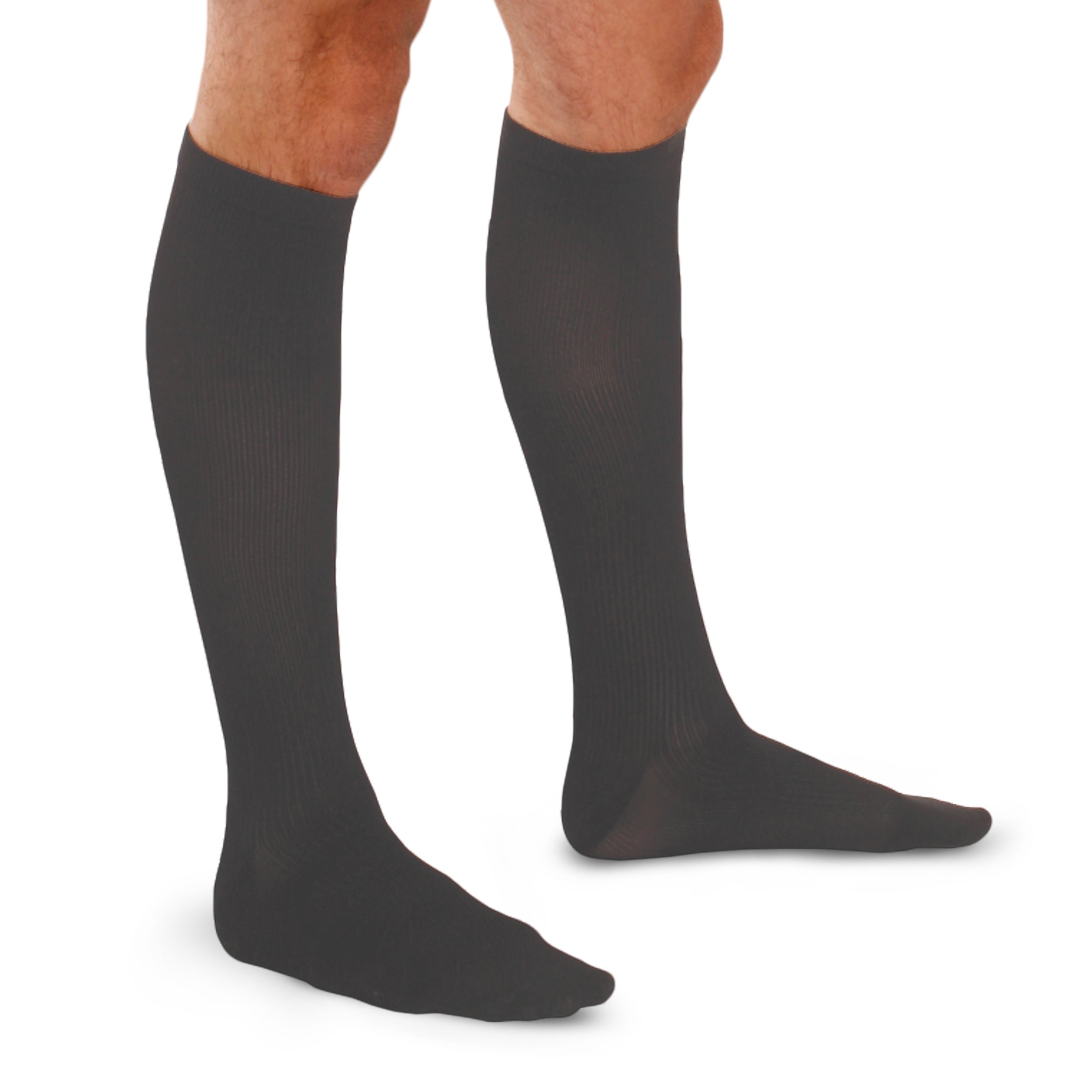 Therafirm Men's Compression Socks 20-30mmHg - Moderate Support Dress Socks for Work, Travel & Circulation - Black Trouser Socks for Business & Daily Wear