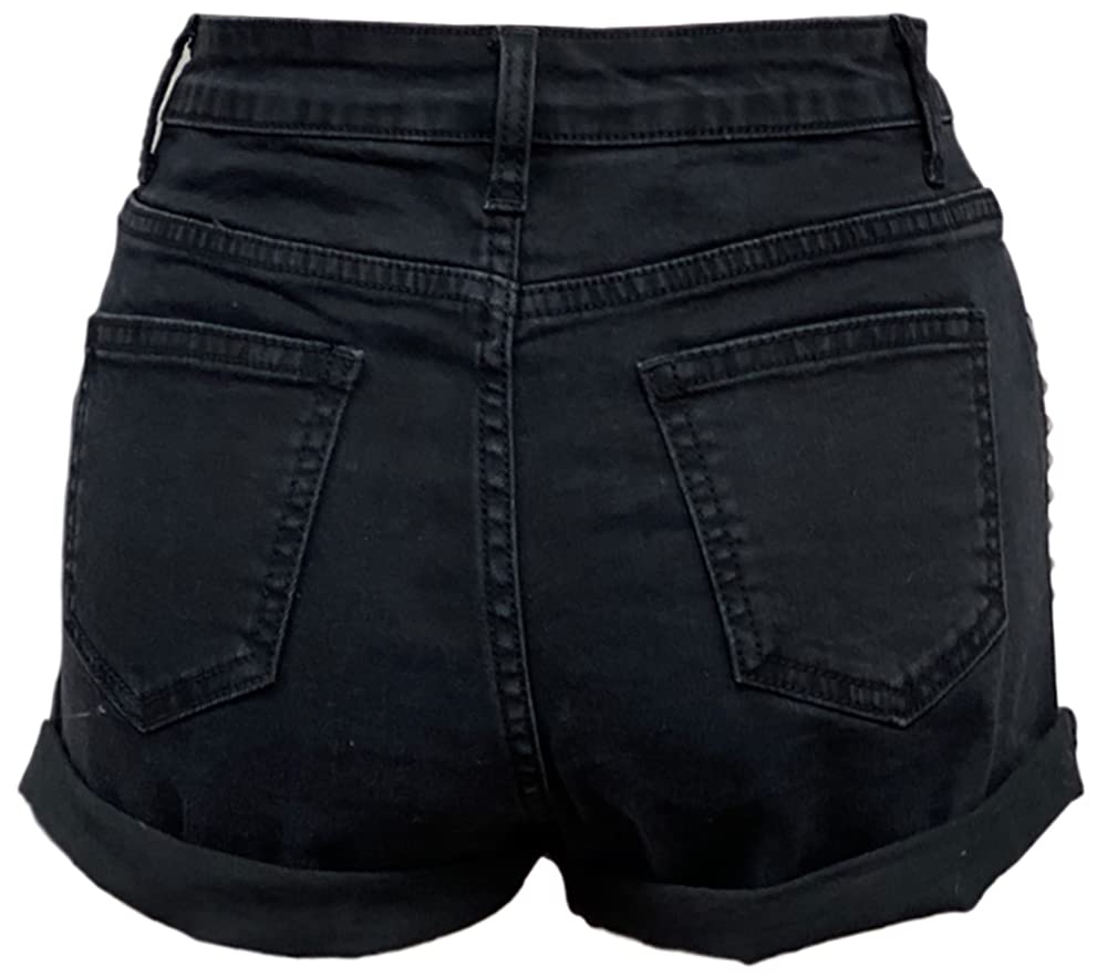 Women's Fashion Studded Denim Shorts - Trendy High Waist Distressed Jean Shorts for Summer | Perfect for Casual Outfits, Beach Trips & Music Festivals