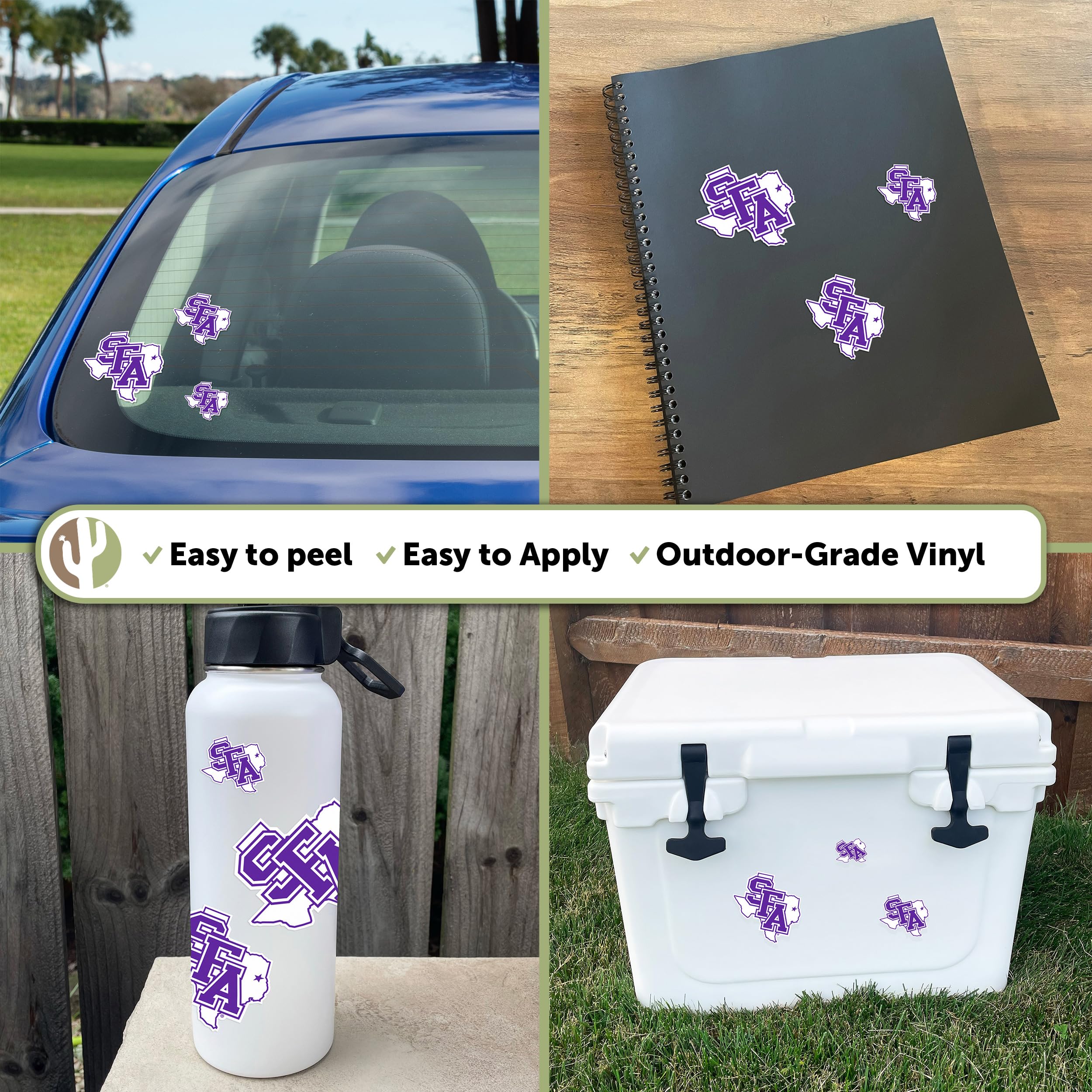 Desert Cactus Stephen F. Austin State University Sticker - Lumberjacks SFA Vinyl Decals for Laptop, Water Bottle, Car & Scrapbook - Durable Waterproof Decal Sheet - Perfect for School Spirit, College Pride & Fan Gifts
