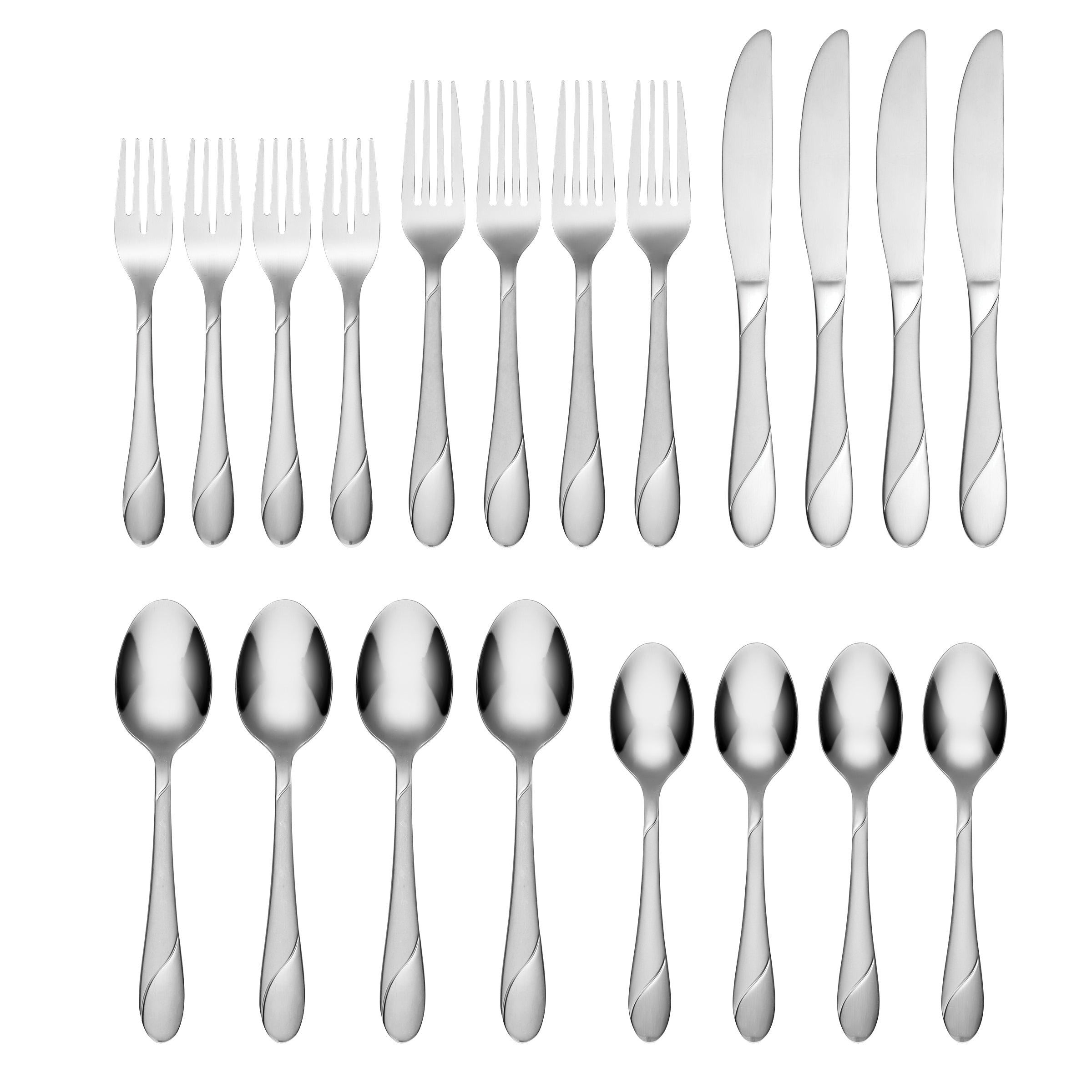 20-Piece Swirl Sand Flatware Set - Stainless Steel Cutlery for Dining, Kitchen & Entertaining - Perfect for Dinner Parties, Restaurants & Everyday Use