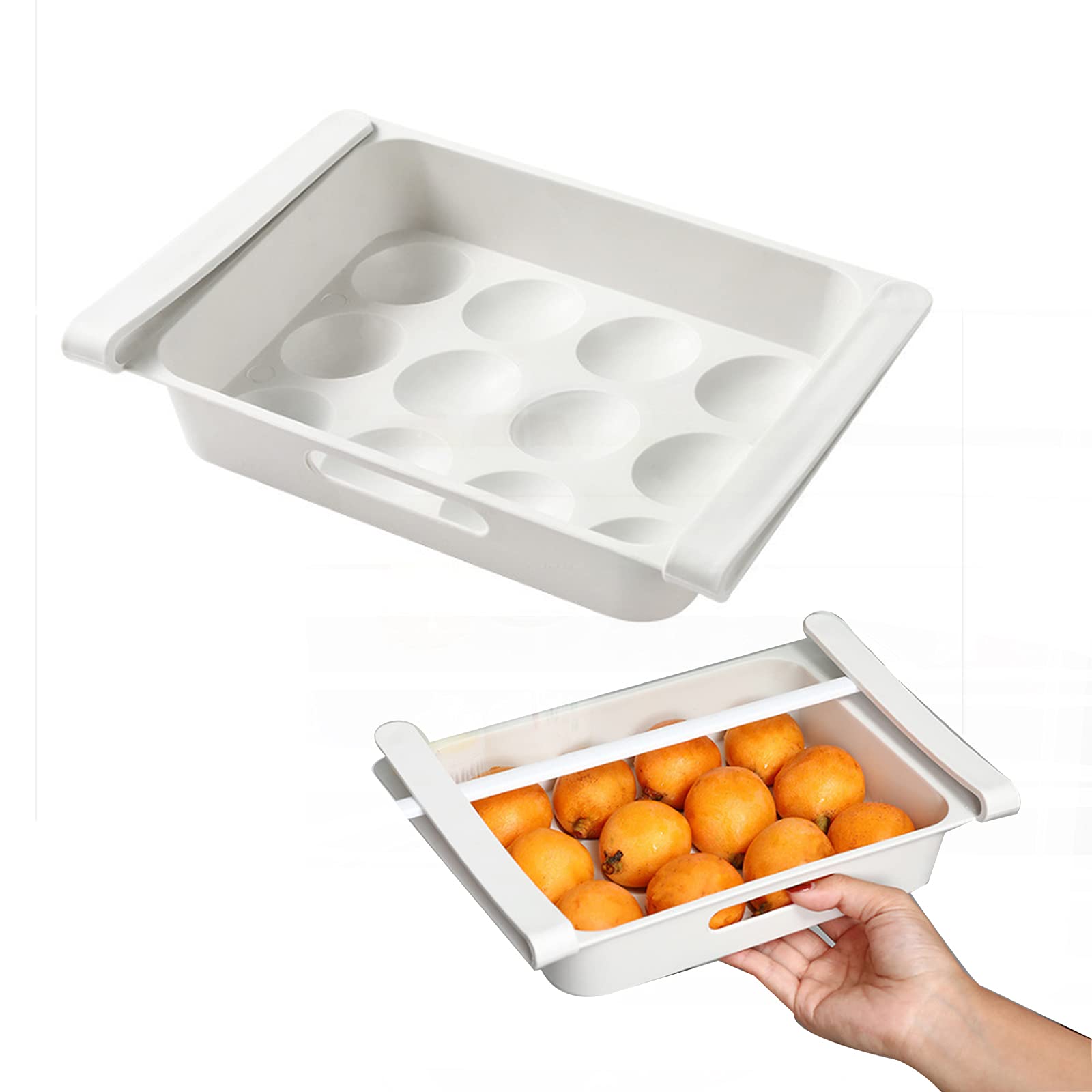 NVEBXE Refrigerator Organizer - Pull-Out Fridge Drawer Storage Box & Shelf Holder | Multi-Functional Kitchen Organizer for Fruits, Vegetables & Food Storage | Perfect for Refrigerator Organization & Space Saving