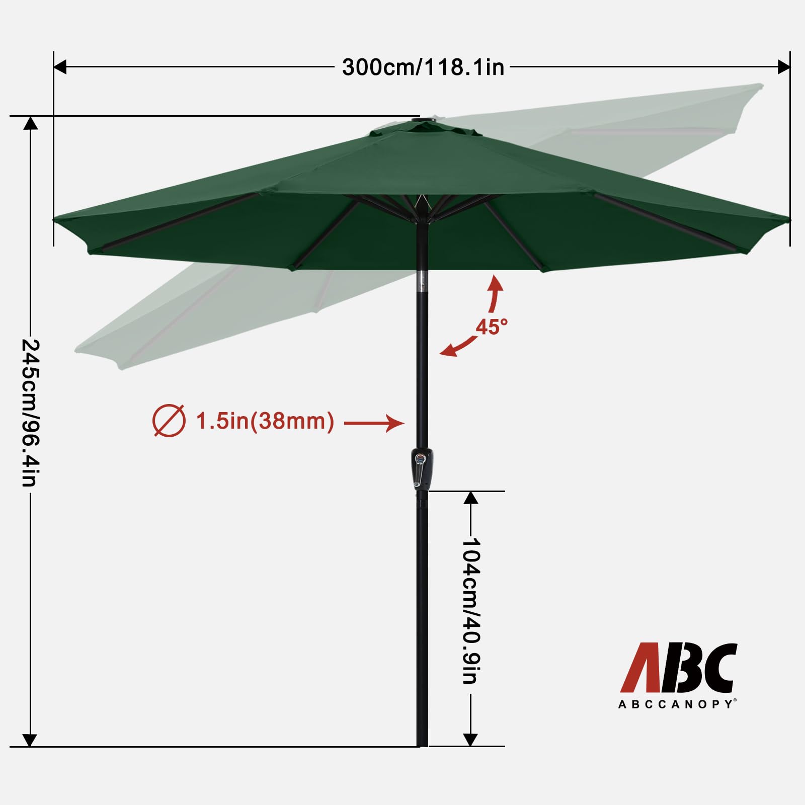 10FT Waterproof Patio Umbrella with Tilt & Crank - UV Protection for Pool, Garden & Backyard