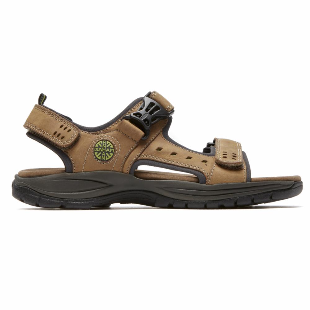 Dunham Men's Nolan Adjustable Comfort Sandals - Newport Brown Wide Width 4E - Perfect for Beach, Pool, and Summer Outdoor Activities