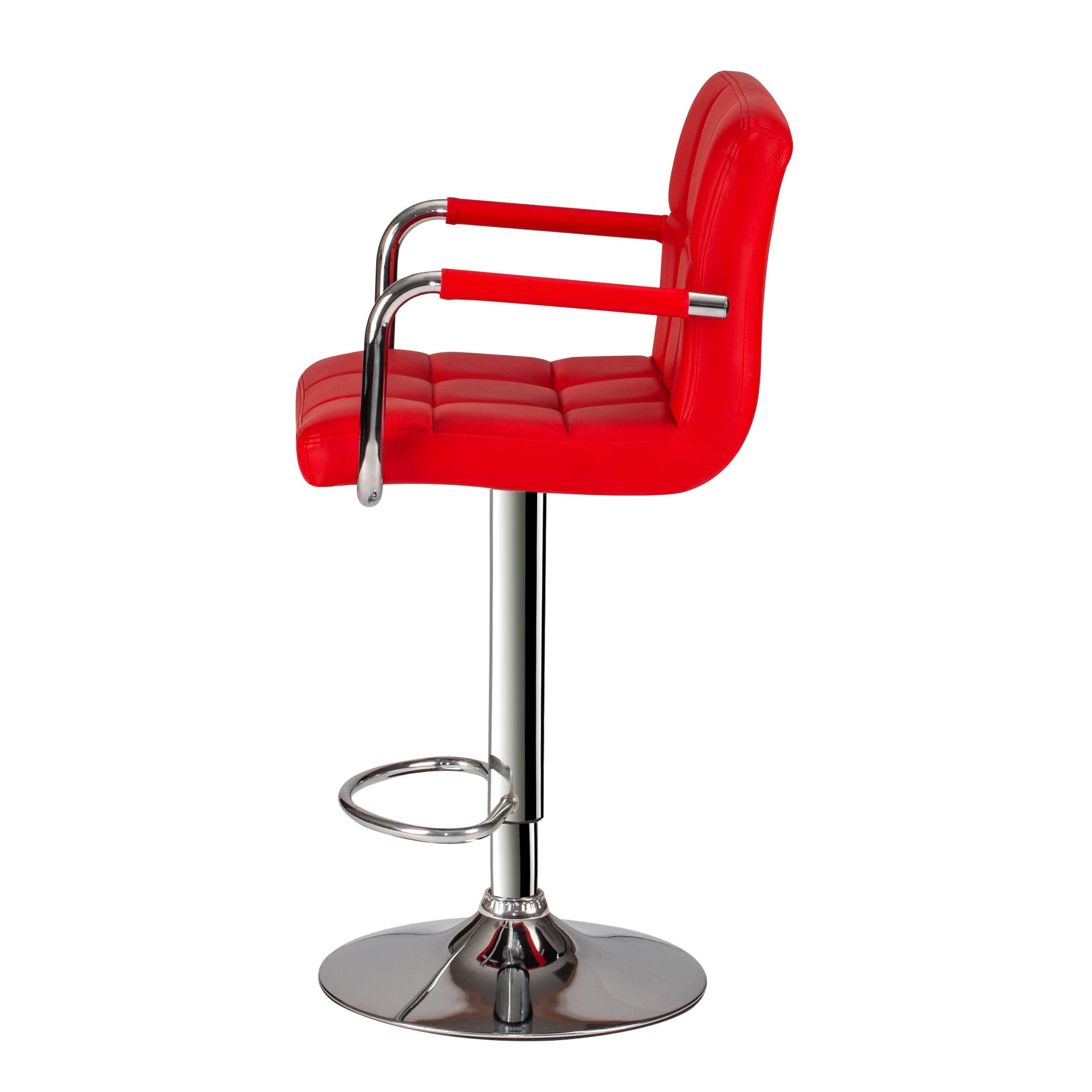 Poundex 2-Piece Red PU Leather Tufted L-Shaped Bar Stool Set - Modern Kitchen Island & Home Bar Counter Stools for Dining & Entertaining