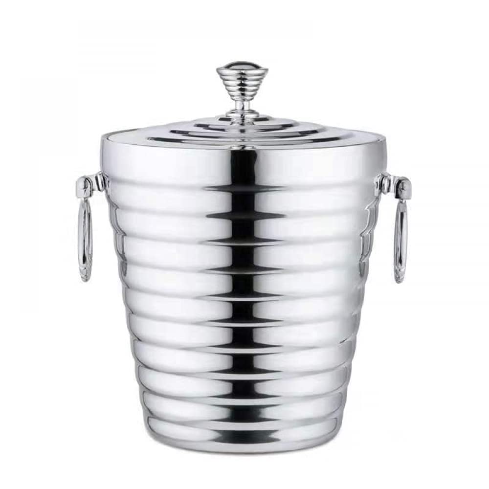Premium Stainless Steel Double Walled Ice Bucket with Lid & Tongs - 2L Insulated Wine Chiller for Bar, Party, Wedding & Outdoor Entertaining - Keeps Drinks Cold for Hours