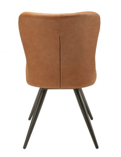 Amelie Cognac Leather Chair - Mid-Century Modern Accent Chair for Living Room, Office & Lounge - Comfortable Upholstered Seating with Wooden Legs