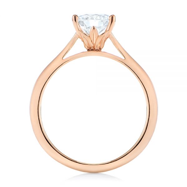 4 Prong Solitaire Diamond Engagement Ring Setting - EC032 | Elegant Floral Design for Wedding & Proposal