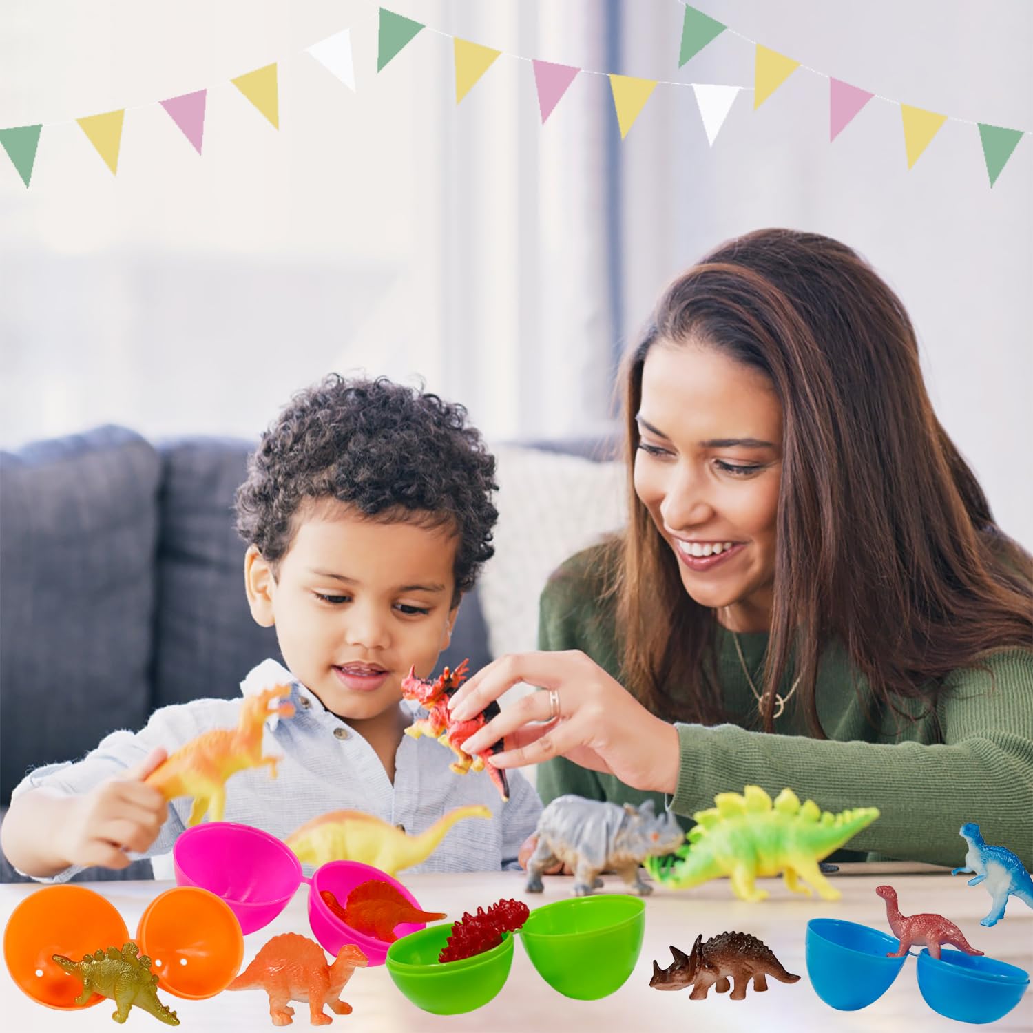 24-Pack Easter Eggs with Dinosaur Toys - Easter Basket Stuffers, Party Favors for Kids, Egg Hunt Fillers & Classroom Prizes - Perfect for Easter Celebrations, Birthday Parties & School Rewards