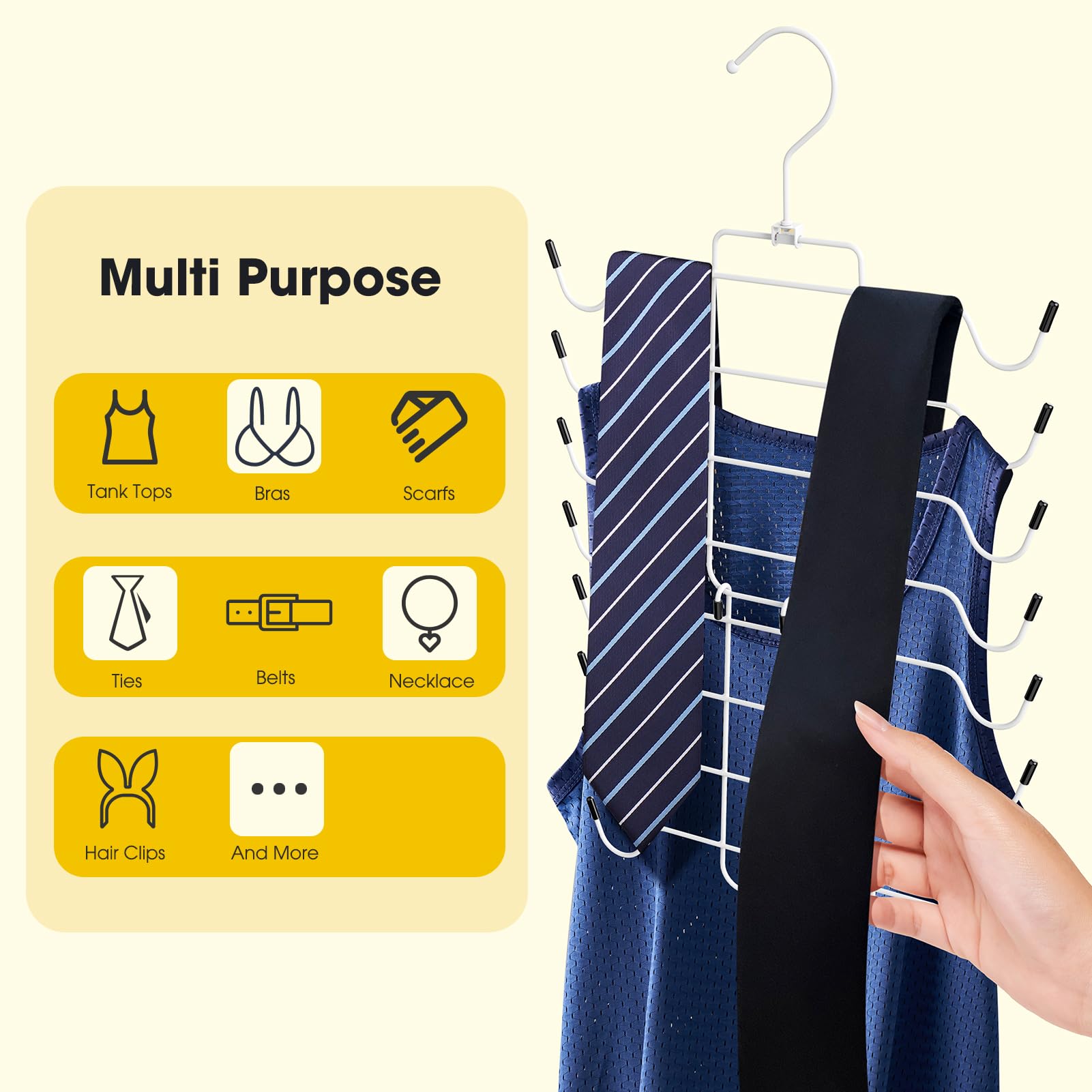 2 Pack Bra Hanger - Space Saving Closet Organizer for Bras, Tank Tops, Sports Bras, Camisoles & Swimsuits | Durable White Underwear & Accessory Storage | Perfect for Small Closets, Dresser Drawers & Travel Organization