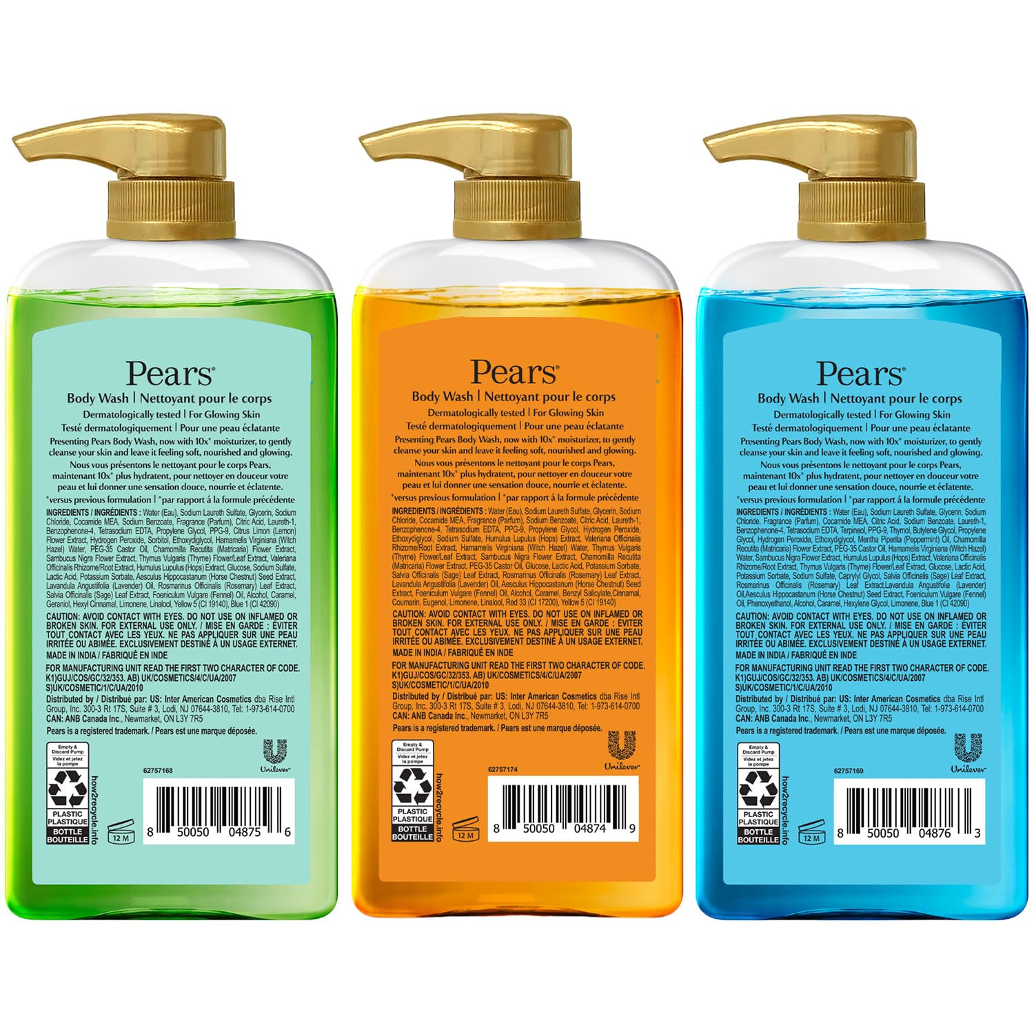 PEARS Body Wash Variety 3-Pack - Pure & Gentle 100% Soap-Free Glycerin Cleanser for Glowing Skin, 16.9 Fl Oz Each | Moisturizing Shower Gel for Dry, Sensitive Skin | Perfect for Daily Use, Spa Days & Gift Sets