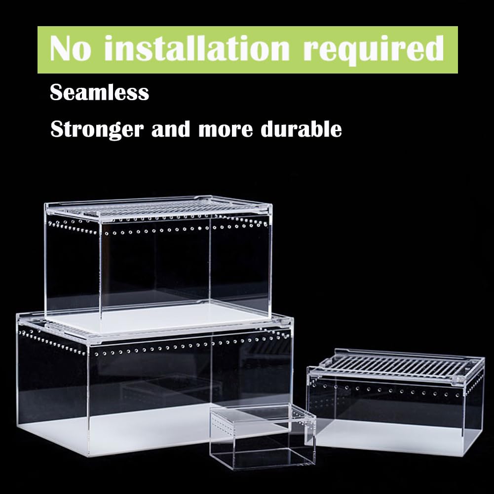8x4x4 Inch Small Acrylic Tarantula Enclosure with Magnetic Lock - Thickened Terrarium for Isopods, Spiders, Reptiles & Lizards | Perfect for Juvenile Tarantula Habitat & Pet Display