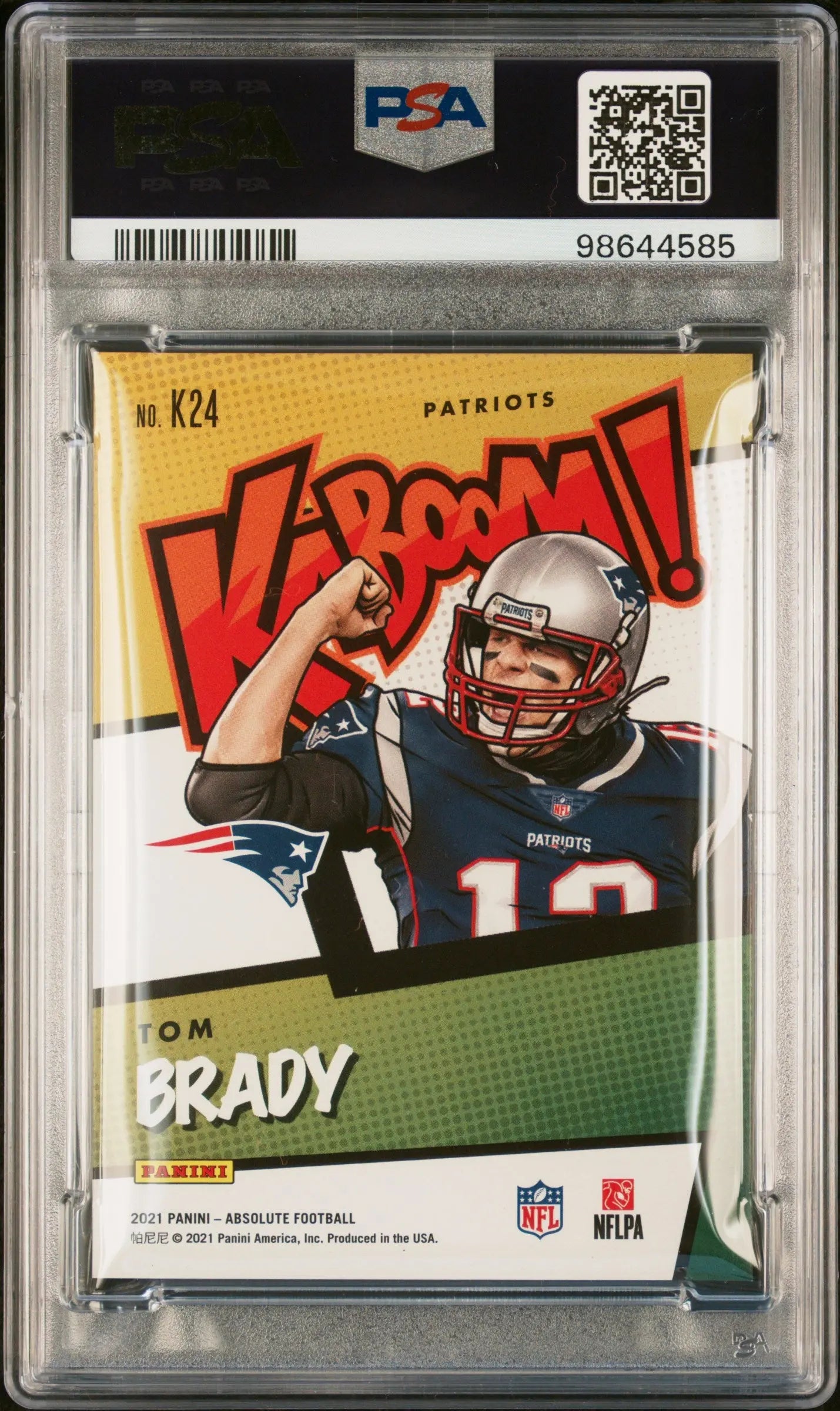 2021 Panini Absolute Football Kaboom! Tom Brady #K24 PSA 8 Graded Trading Card - Rare Collectible for NFL Fans & Sports Memorabilia Enthusiasts (Perfect for Display, Investment, or Gift)