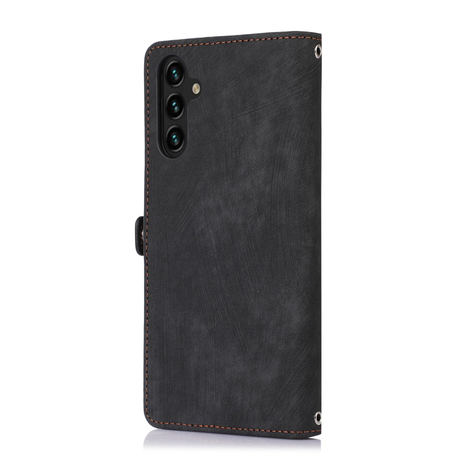 Premium Leather Wallet Phone Case for Samsung Galaxy S24 Plus 5G - Shockproof Flip Cover with Card Slots, Tempered Glass Screen Protector & Kickstand (Black) - Perfect for Business, Travel & Daily Use