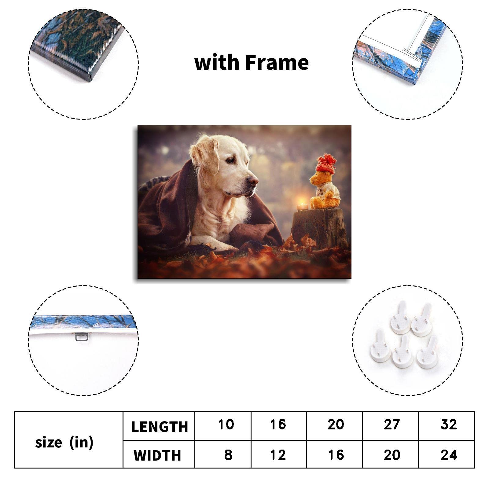 Labrador Puppy Wall Art Decor - Framed Canvas Print Poster for Living Room & Bedroom - 27x20 Inch Dog Picture - Perfect for Pet Lovers & Home Decor