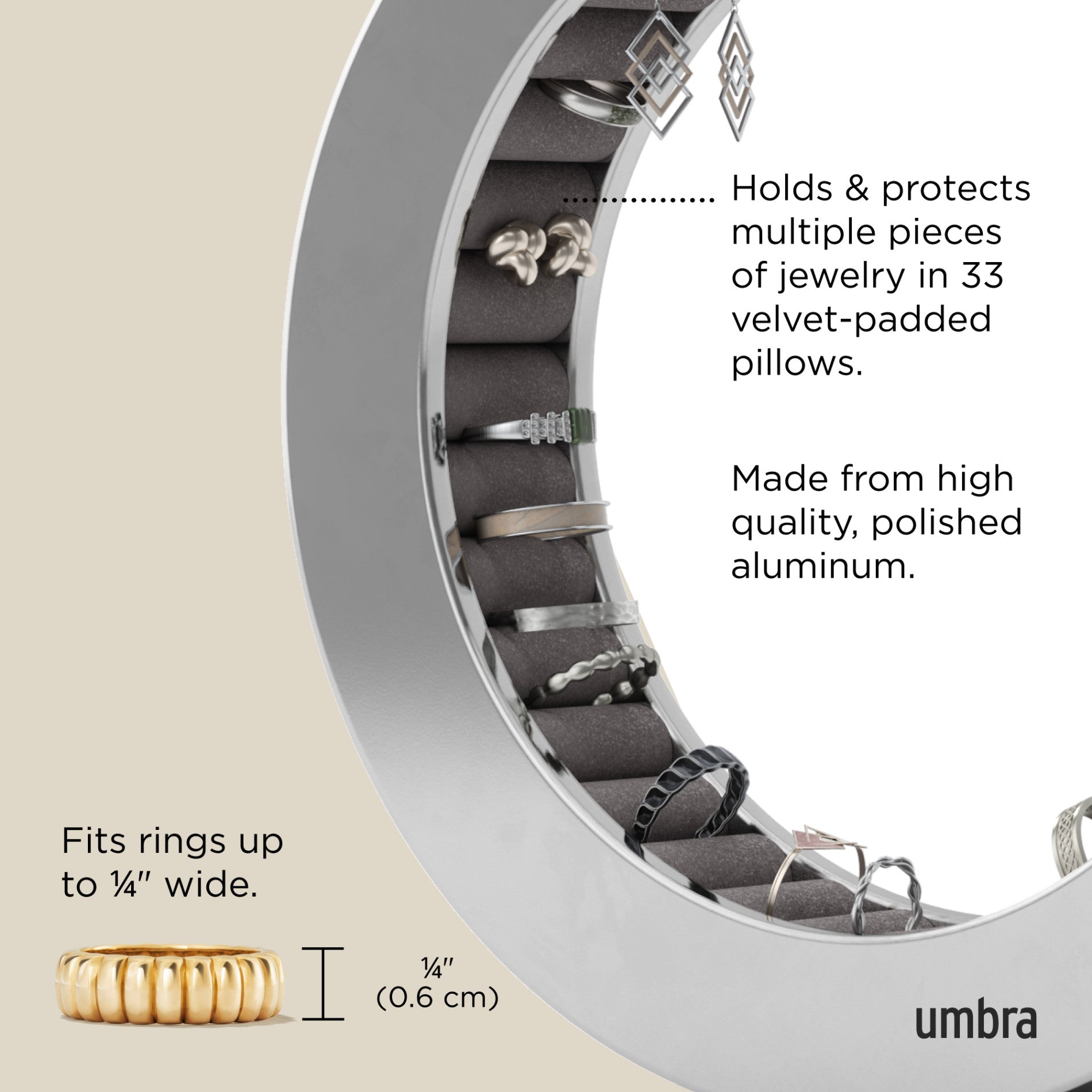 Stylish Ferris Metal Jewelry Organizer - Premium Jewelry Storage & Display Case for Necklaces, Rings & Earrings - Perfect for Bedroom, Bathroom & Travel Organization