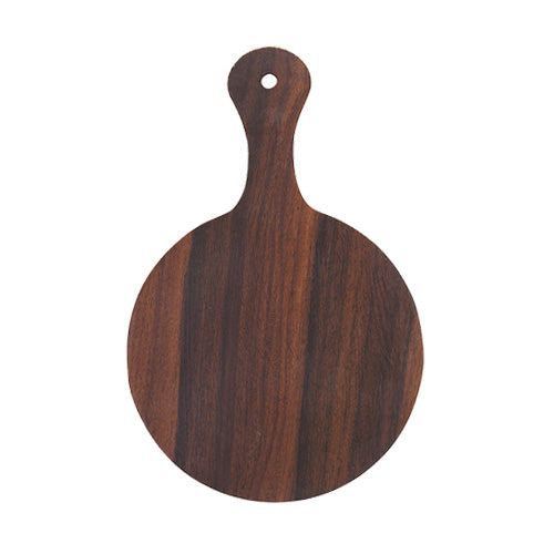 Arcata 922415 Wood Finish Melamine Round Serving Tray with Handle - 13.5