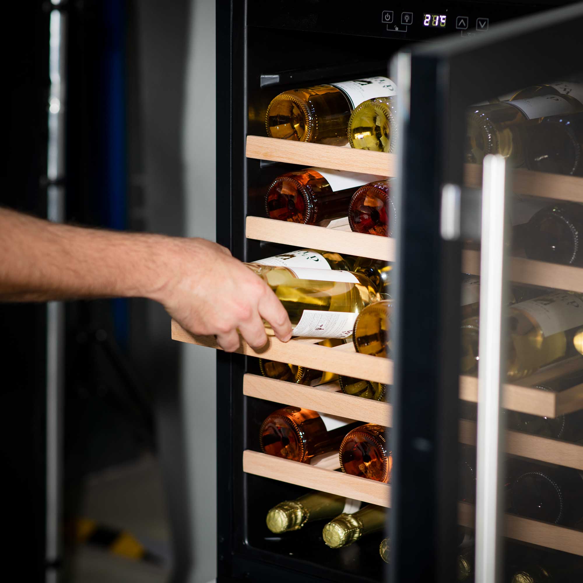 54 Bottle Wine Cooler Refrigerator - Digital Touch Screen Control, Built-in & Freestanding, Energy Efficient - Perfect for Home Bars, Restaurants & Wine Cellars (Black, Model DH78)