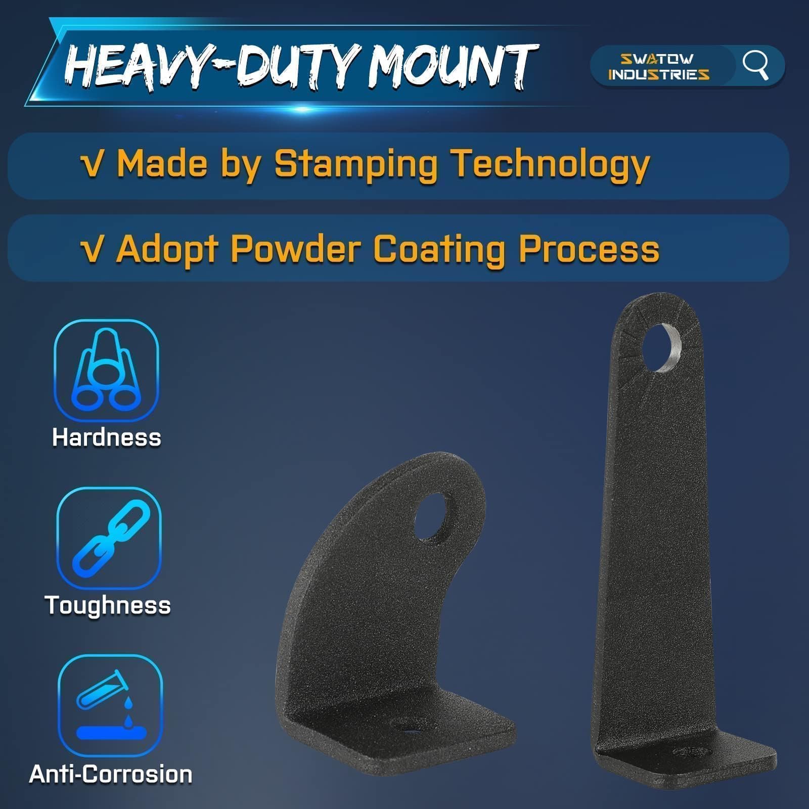 2 Pack Universal LED Light Bar Brackets - Heavy Duty Mounting Kit for Straight & Curved Light Bars - Fits Trucks, Pickups, ATV & UTV - Off-Road, Camping & Emergency Lighting Accessories