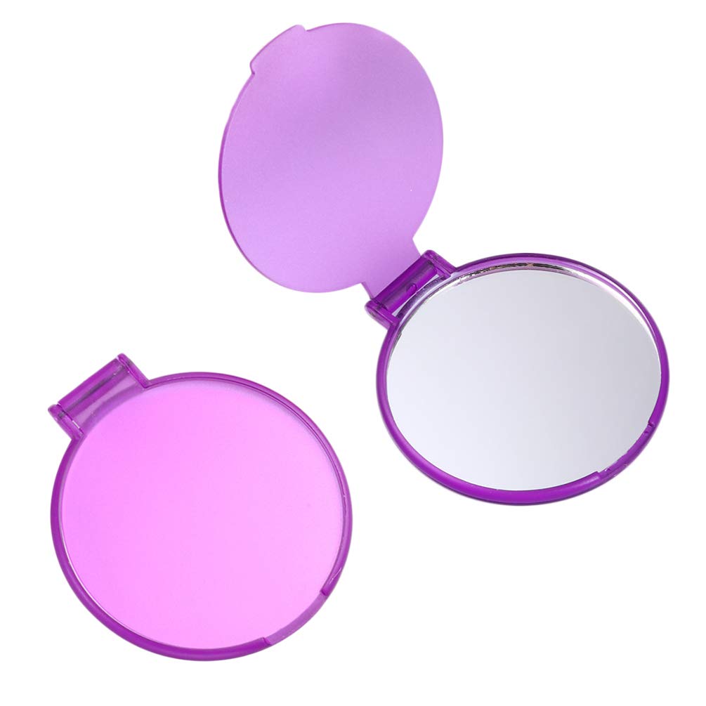 HEALLILY 24 Pcs Folding Pocket Mirror - Round Compact Makeup Mirror for Women, Mothers & Kids - Portable Travel Mirror with Case - Perfect Gift for Birthdays, Christmas & Travel (Purple)