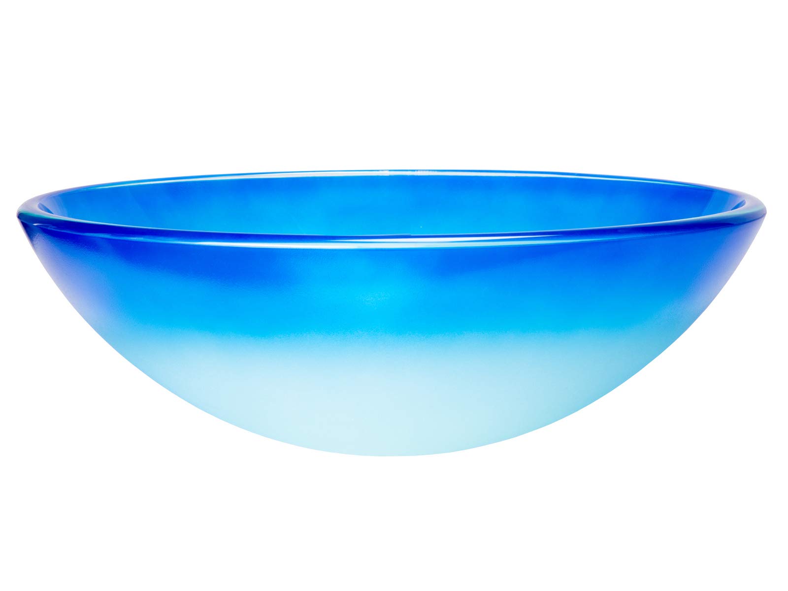 Frosted Blue Round Glass Vessel Bathroom Sink - Modern Above Counter Basin for Vanity, Powder Room, and Luxury Home Decor